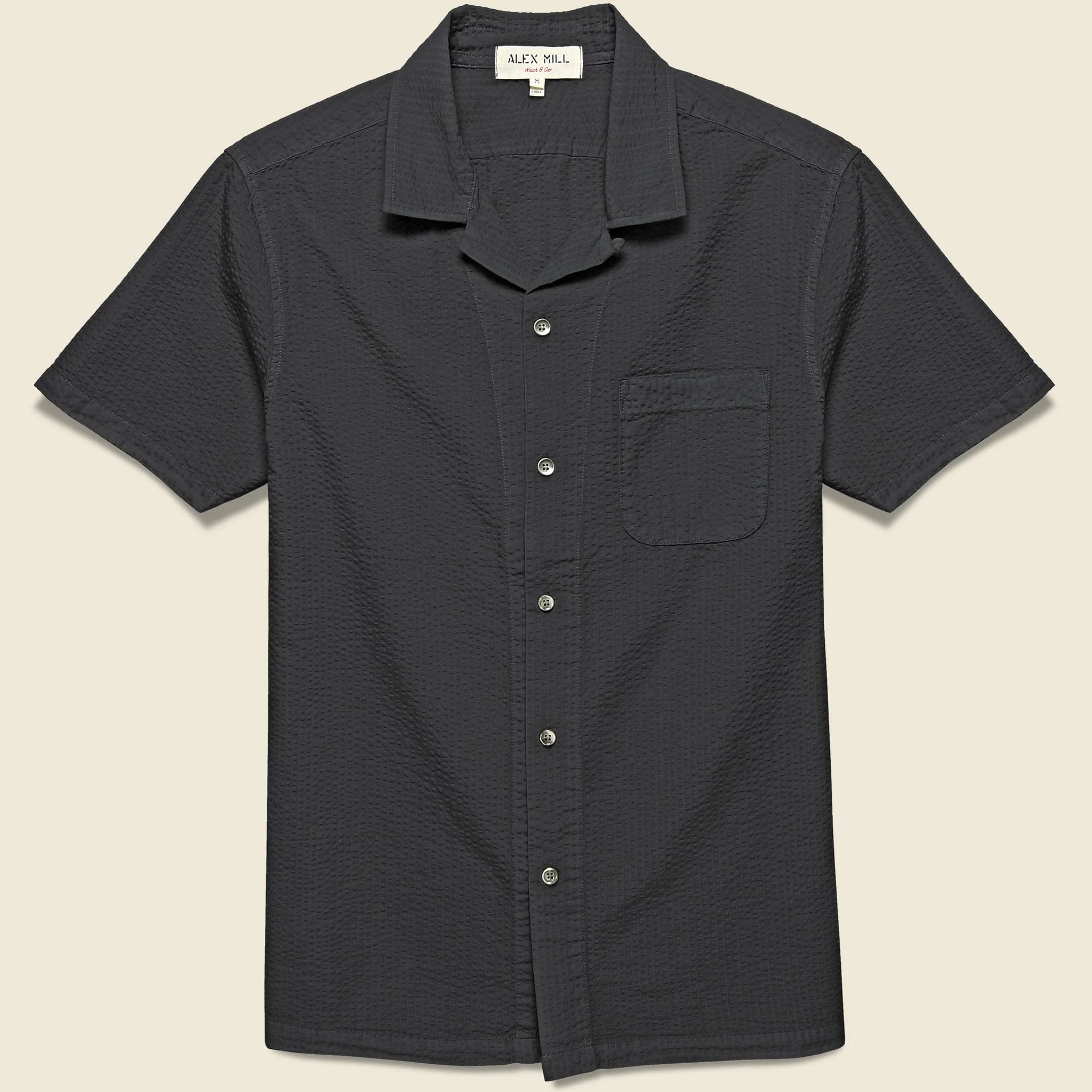 Seersucker Camp Shirt - Washed Black