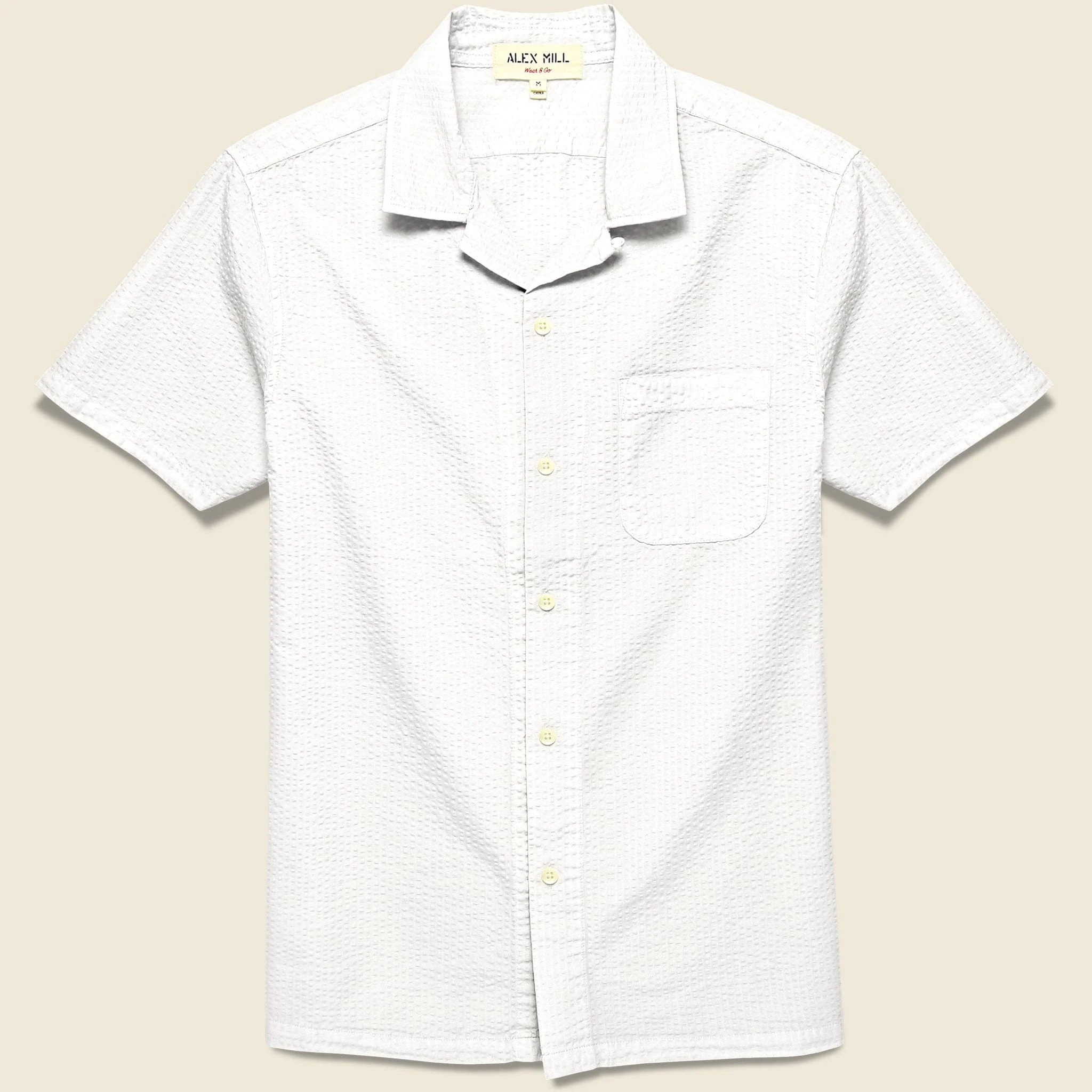 Seersucker Camp Shirt - White