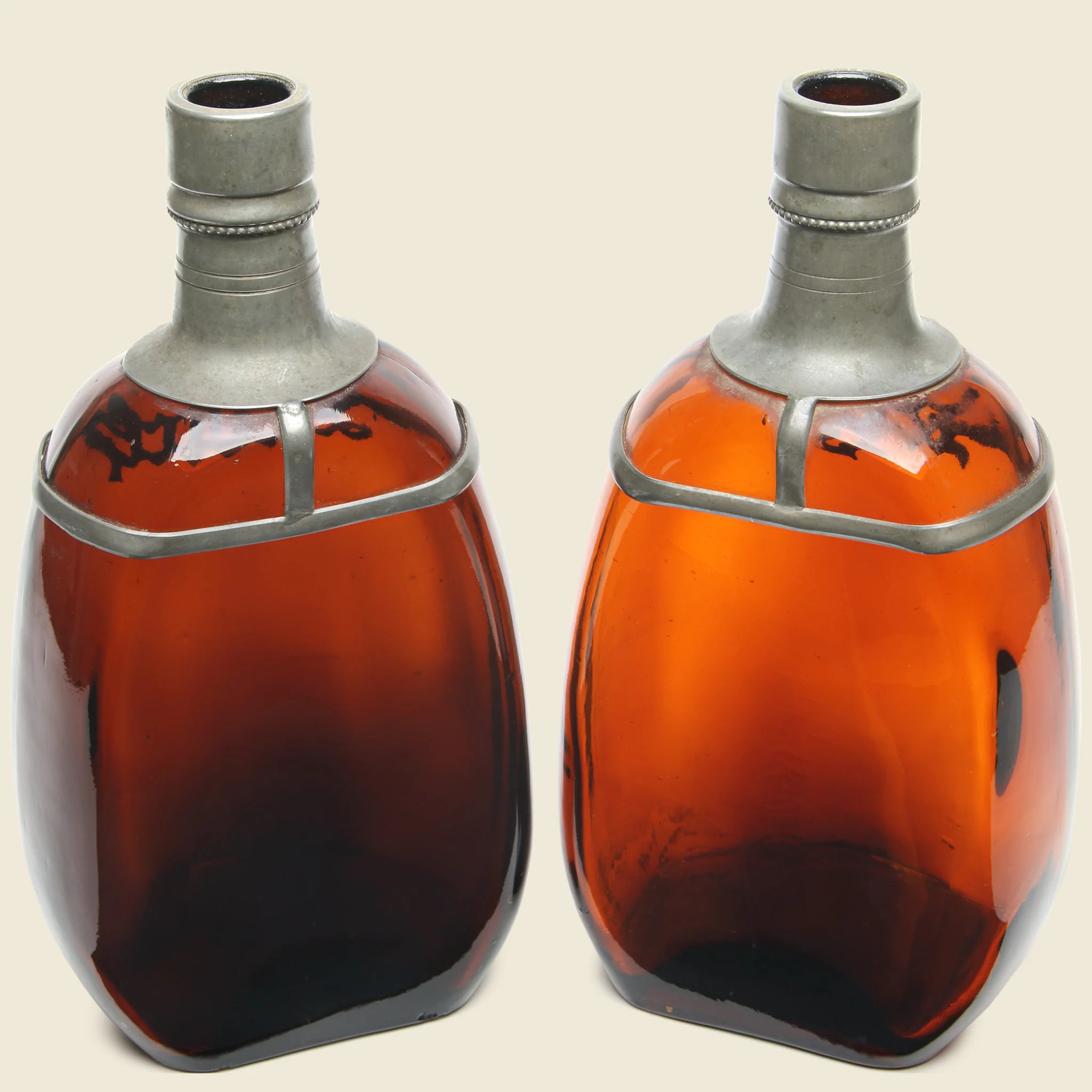 Set of Pinched Amber Decanters - Image 2