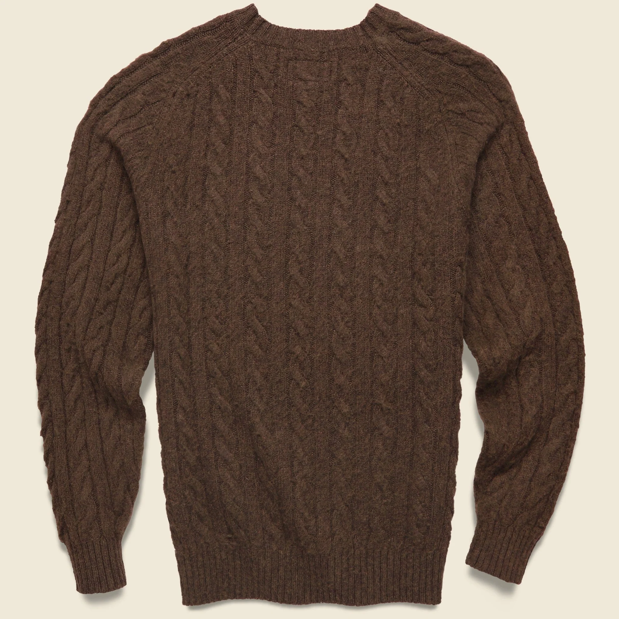 Shaggy Cable Crew Sweater - Brown - Image 2