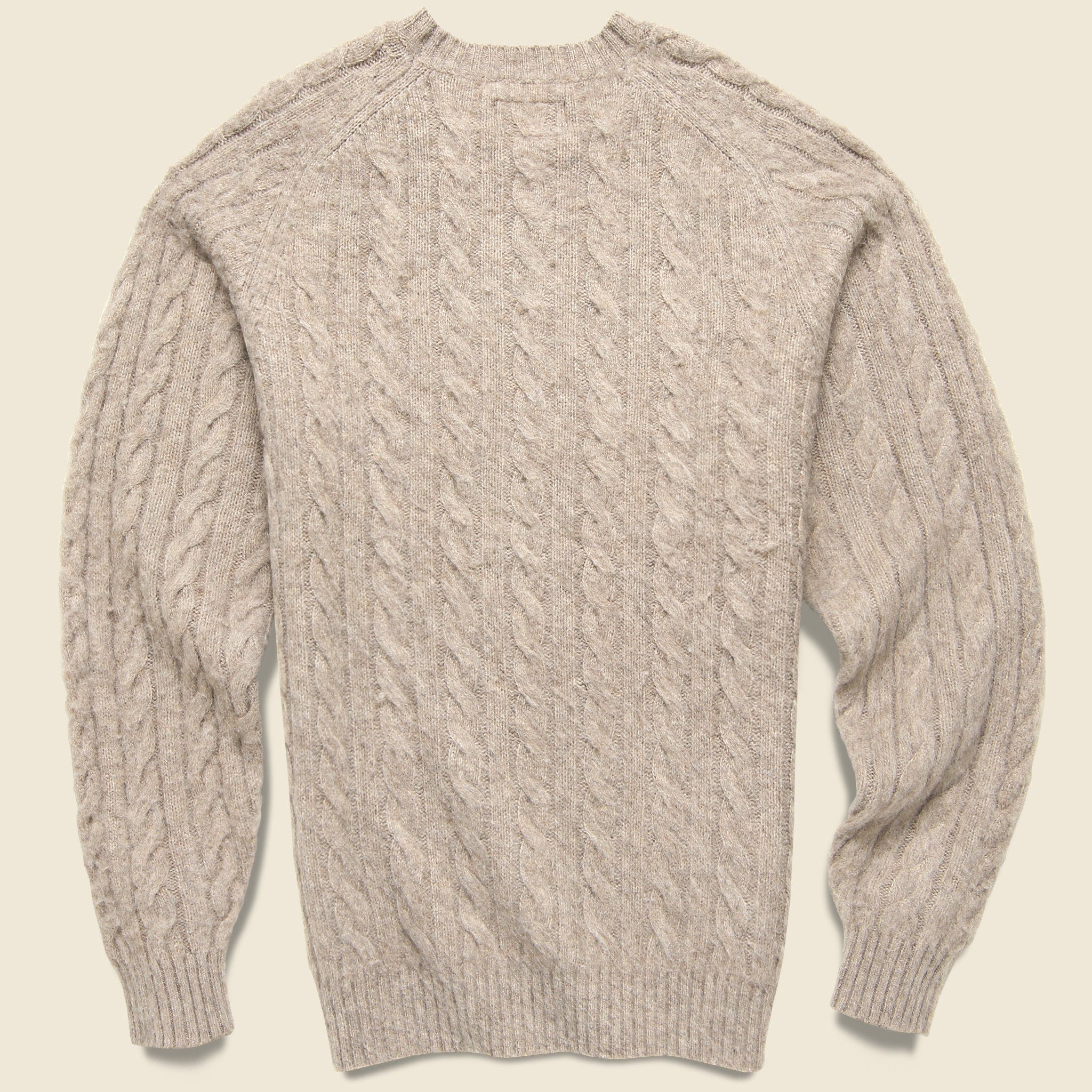 Shaggy Cable Crew Sweater - Taupe - Image 2