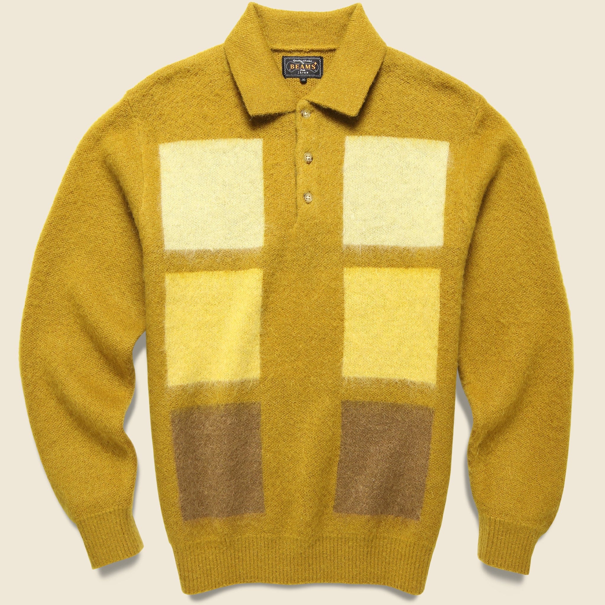 Shaggy Knit  Sweater Polo - Mustard