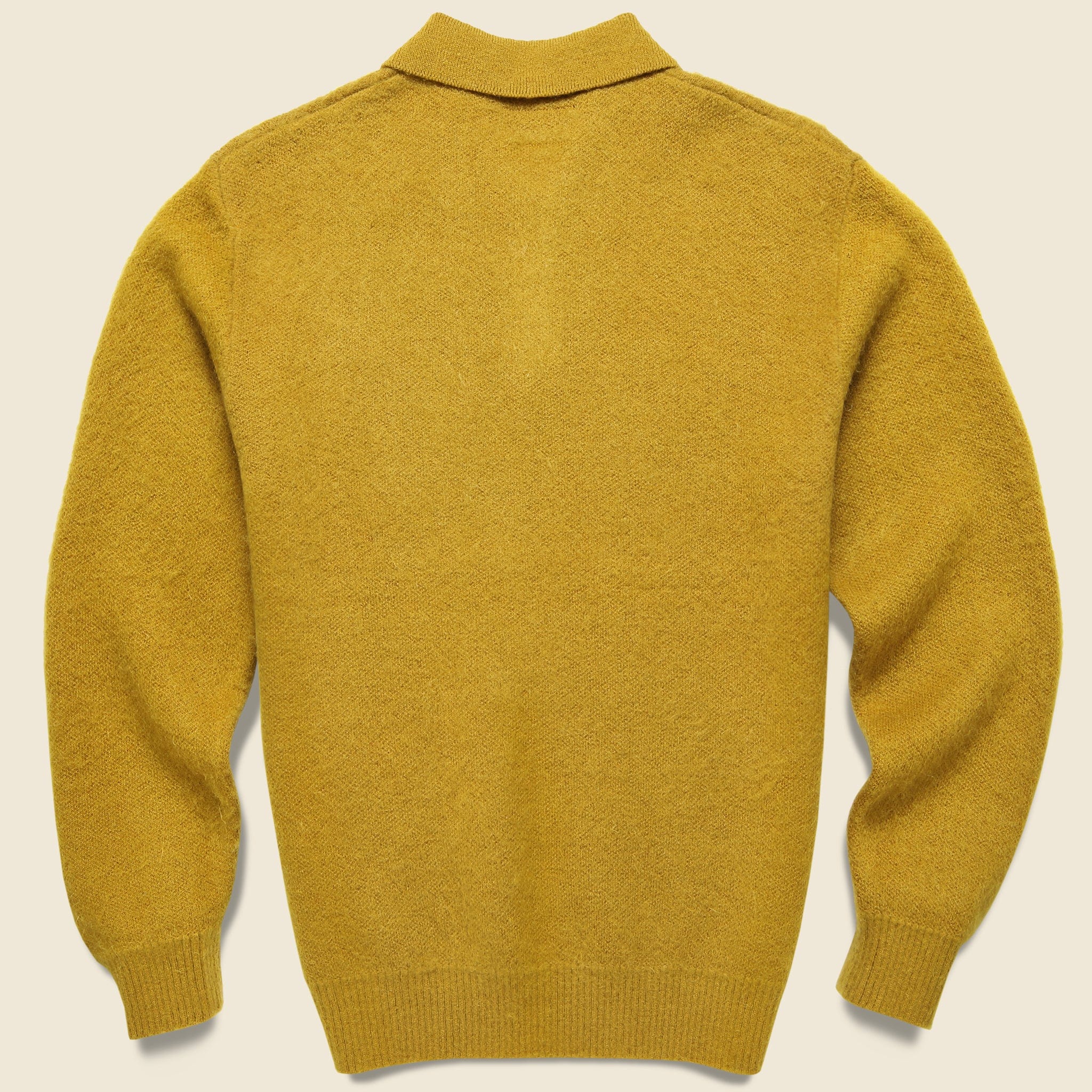 Shaggy Knit  Sweater Polo - Mustard - Image 2