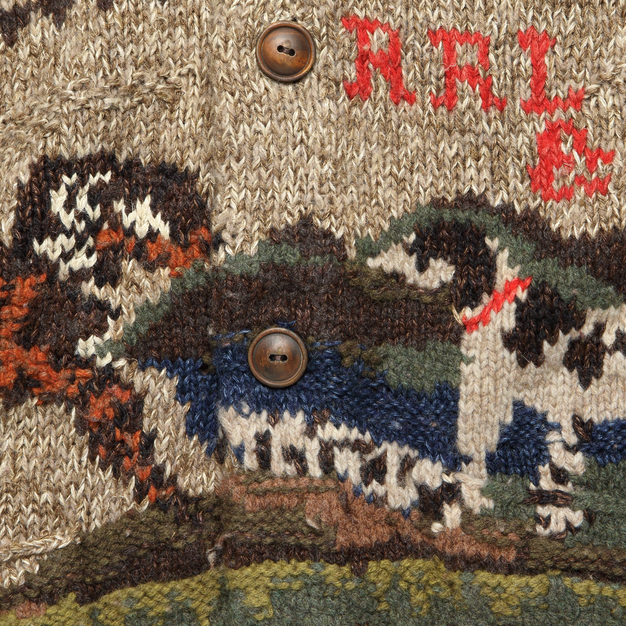 Hand-Knit Shawl Cardigan - Brown/Multi - Image 3