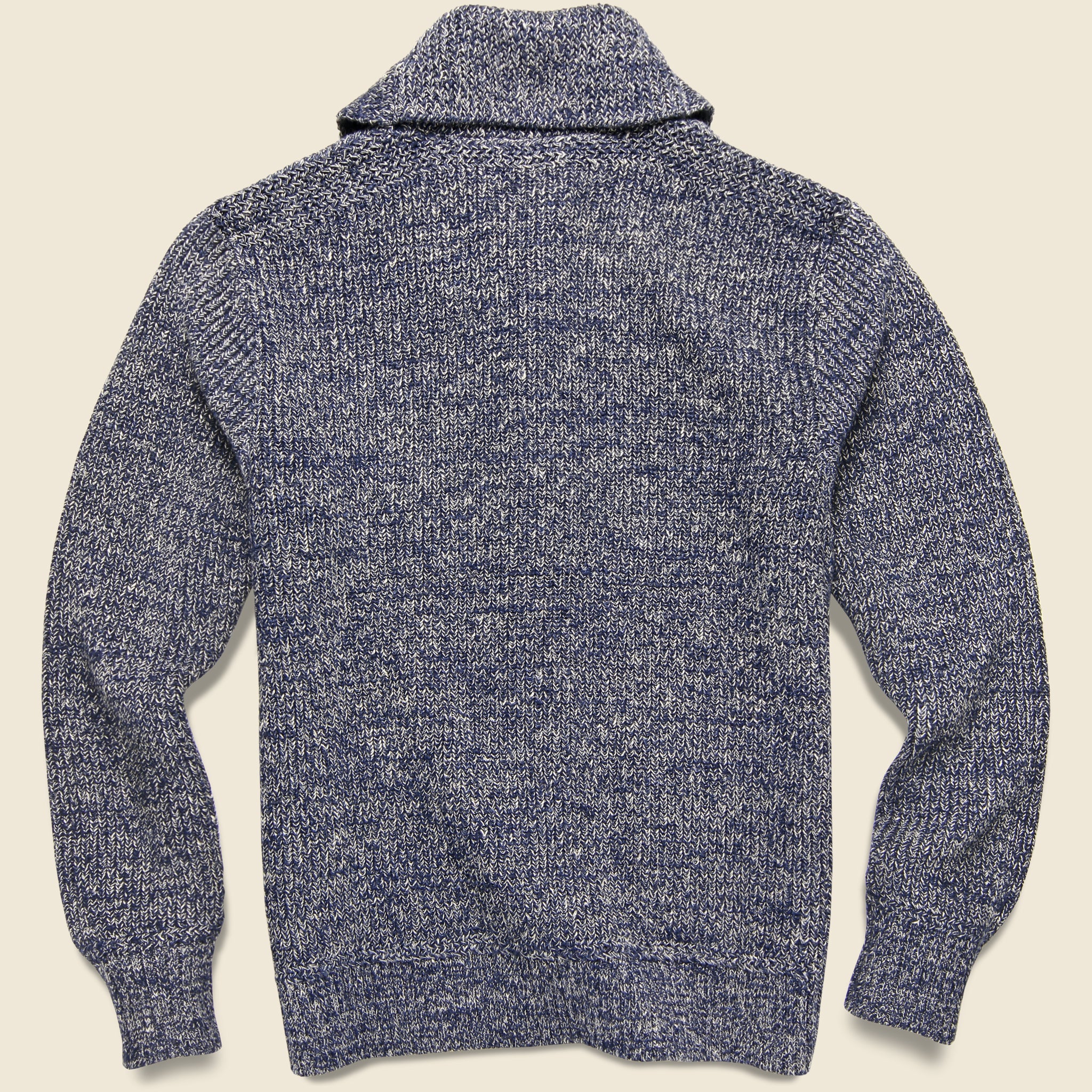 Cotton-Linen Shawl Cardigan - Dark Navy Marl - Image 2