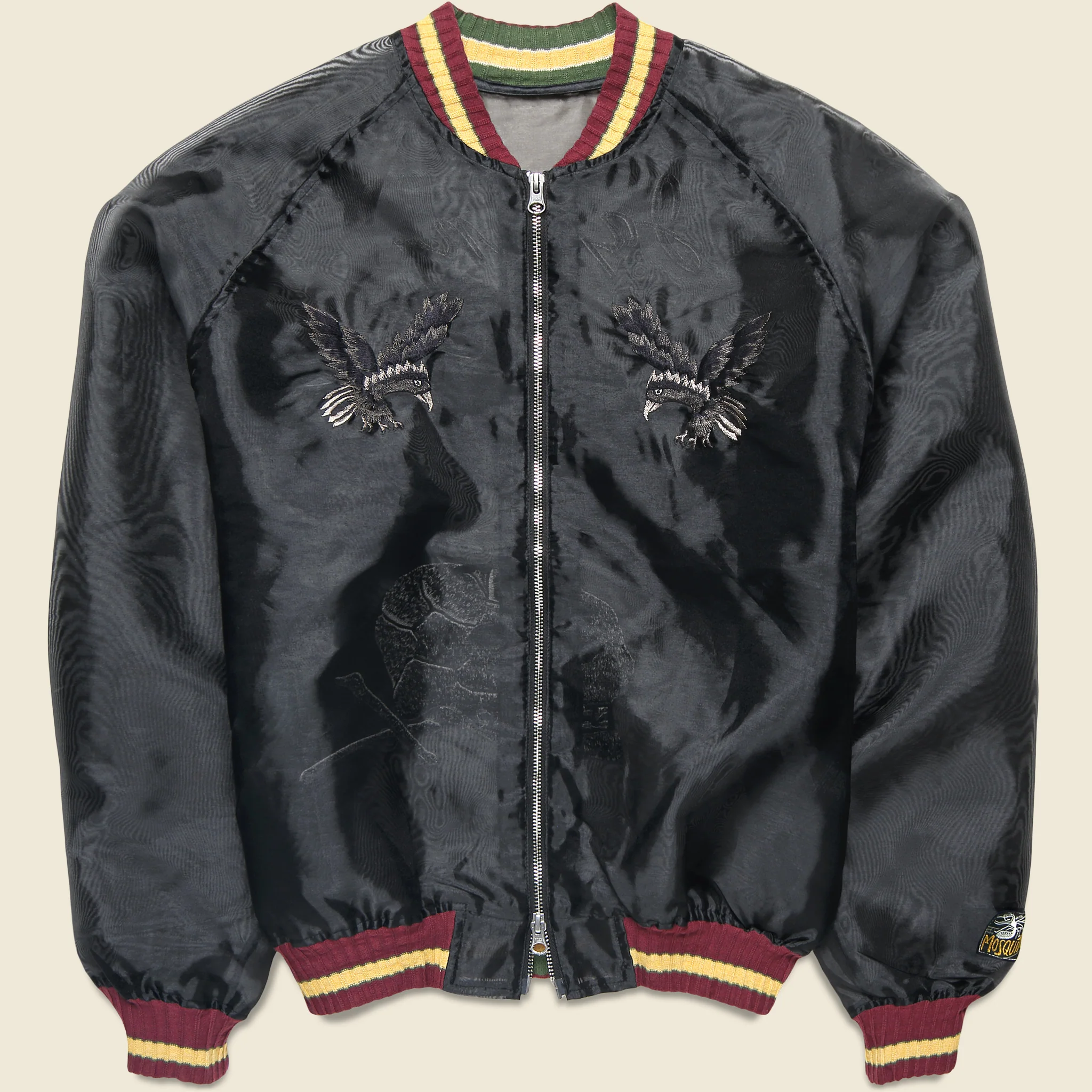 Sheer Pearl Raven & Skull Souvenir Jacket - Black - Image 2