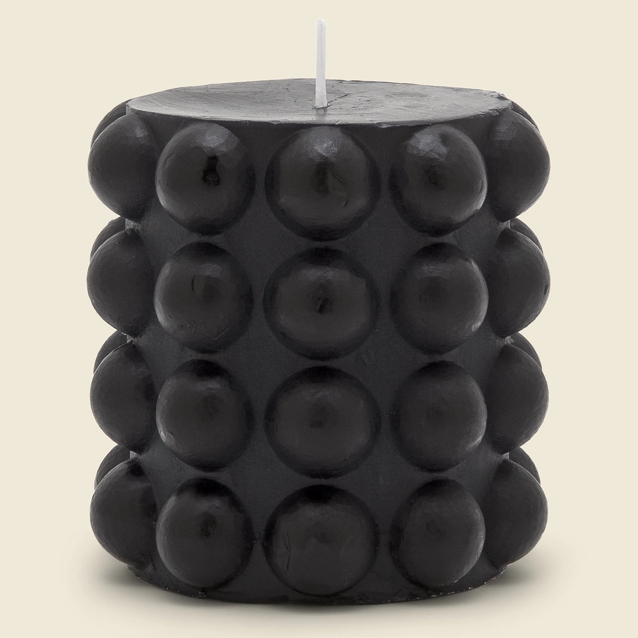 Short Hobnail Pillar Candle - Black