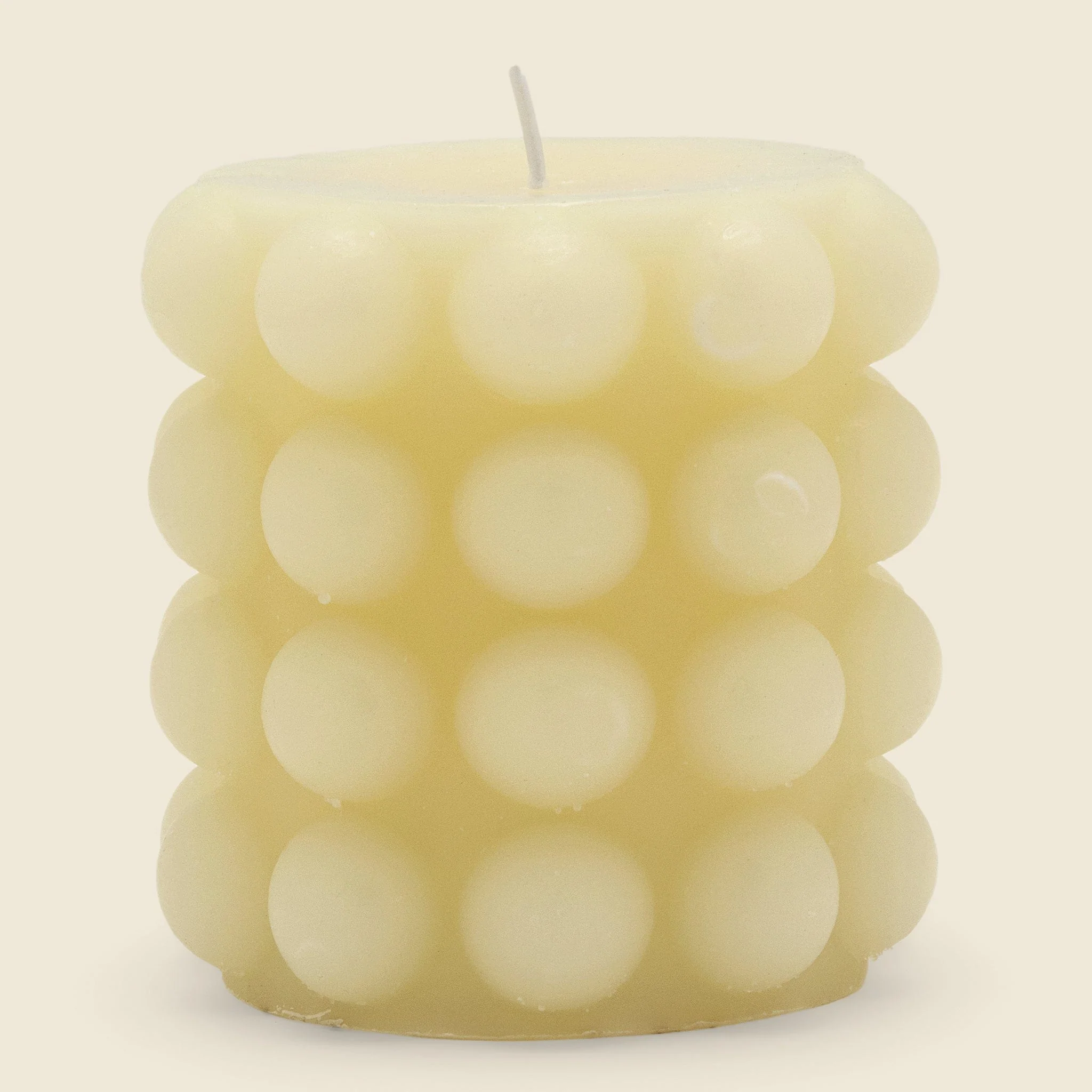 Short Hobnail Pillar Candle - Cream