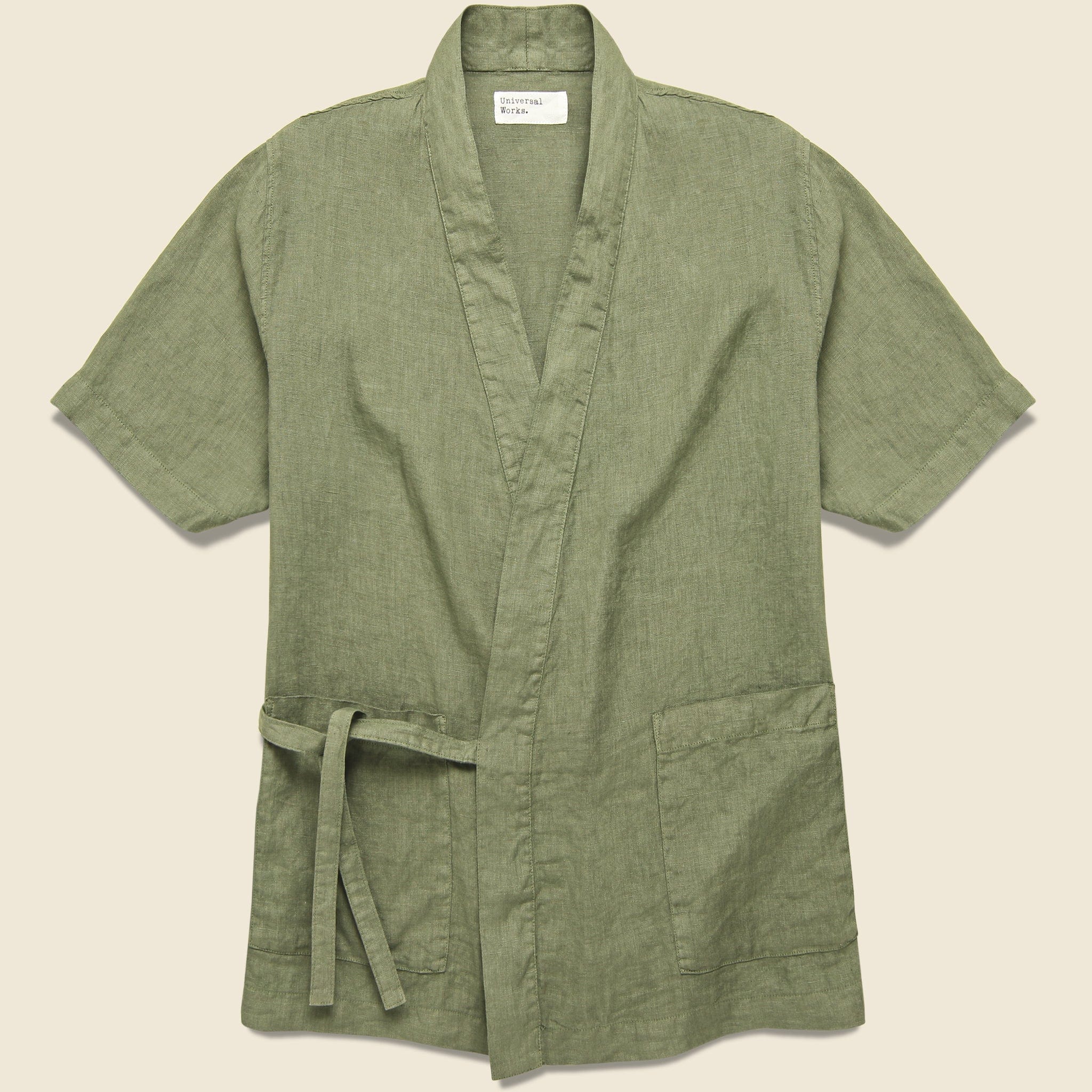 Short Sleeve Linen Kyoto Workshirt - Bright Olive