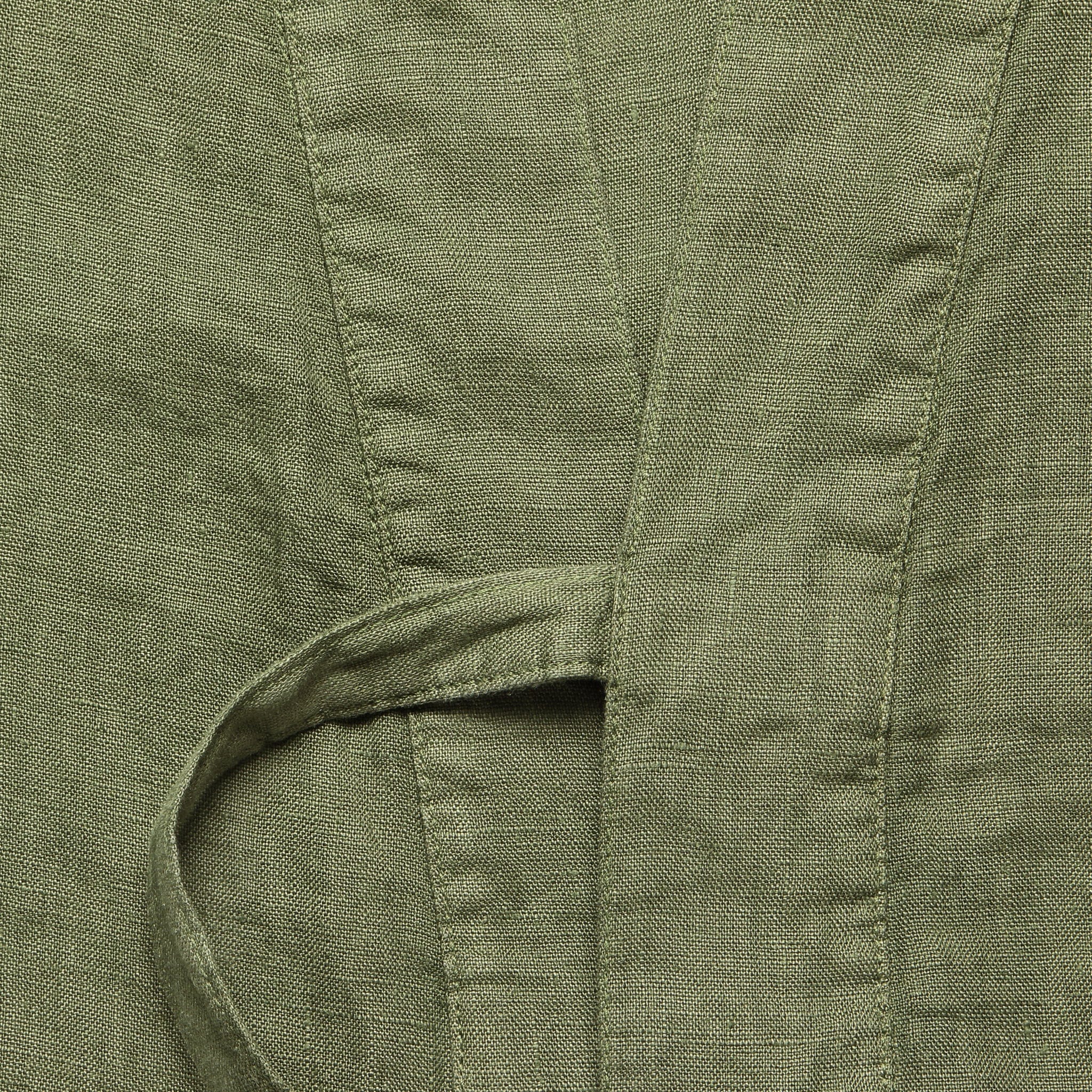 Short Sleeve Linen Kyoto Workshirt - Bright Olive - Image 3
