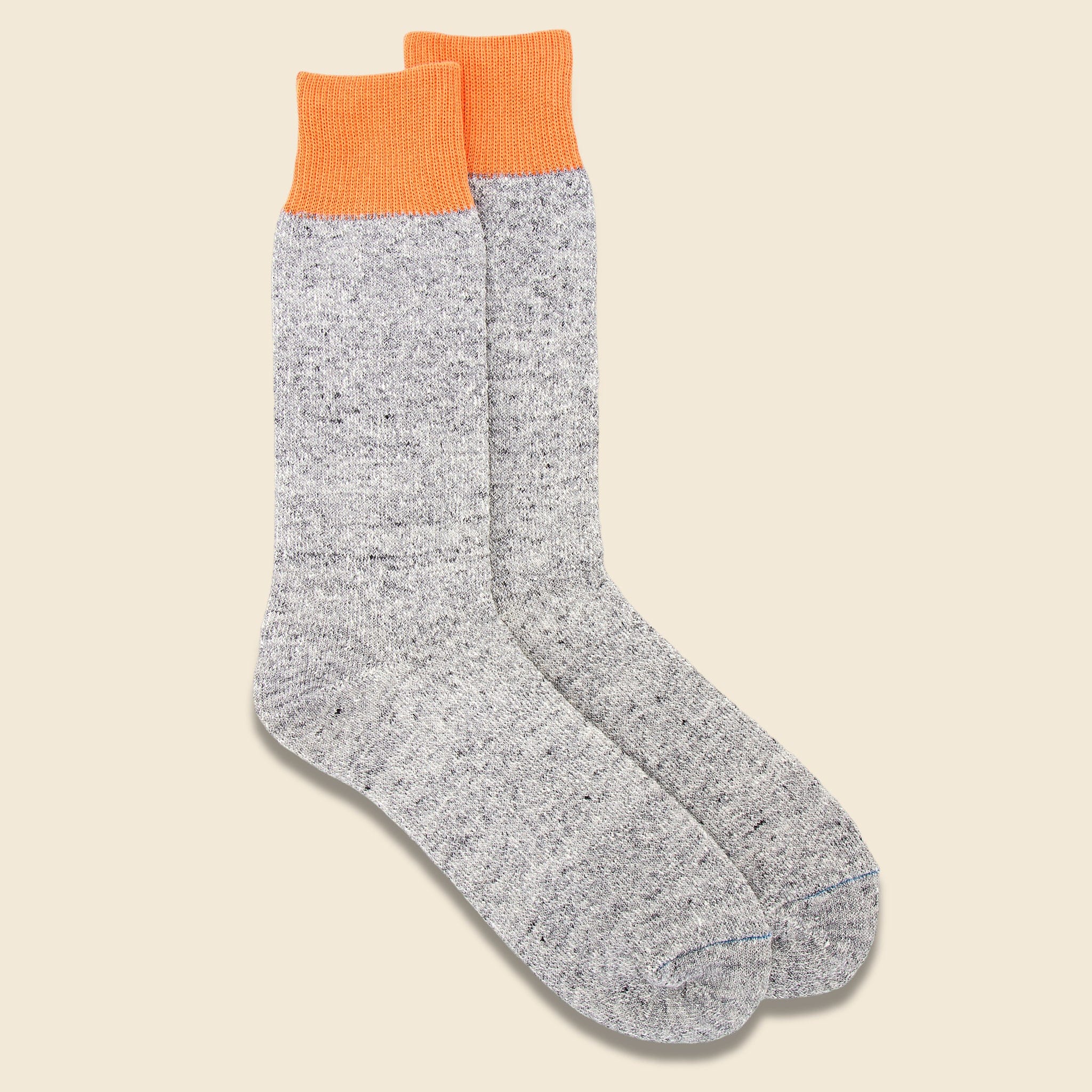 Silk & Cotton Double Face Sock - Light Orange/Light Gray