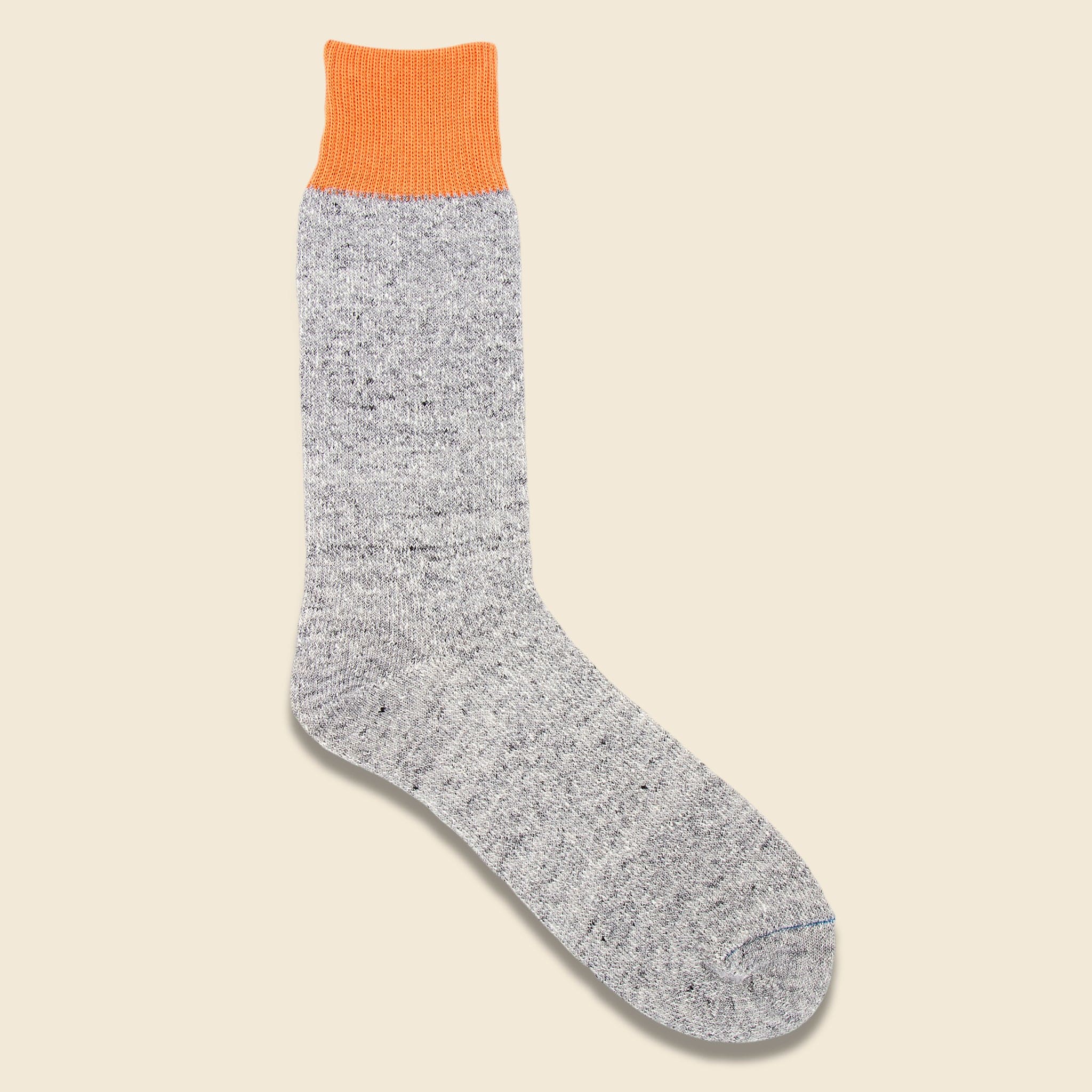 Silk & Cotton Double Face Sock - Light Orange/Light Gray - Image 2