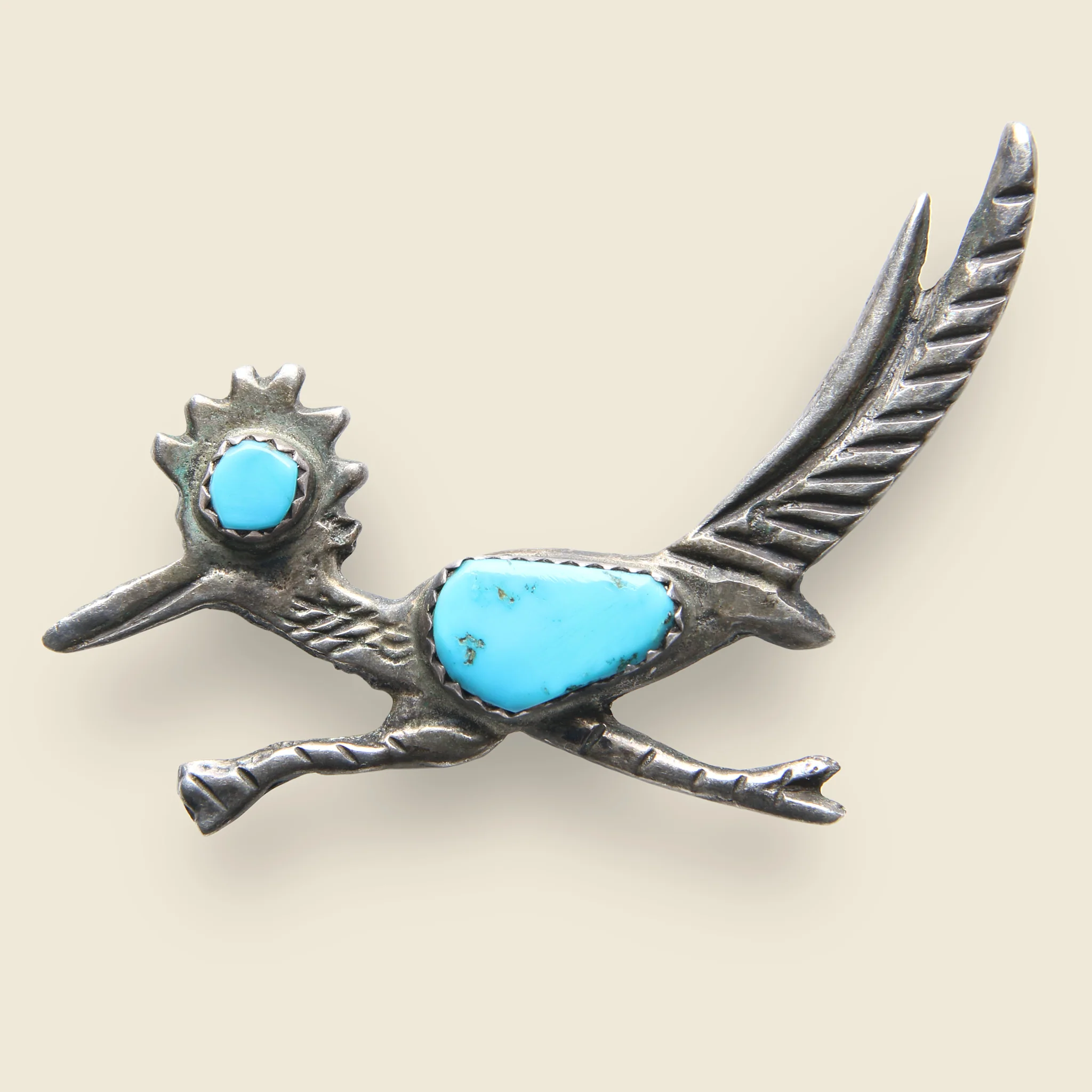 Silver & Turquoise Roadrunner Pin #1