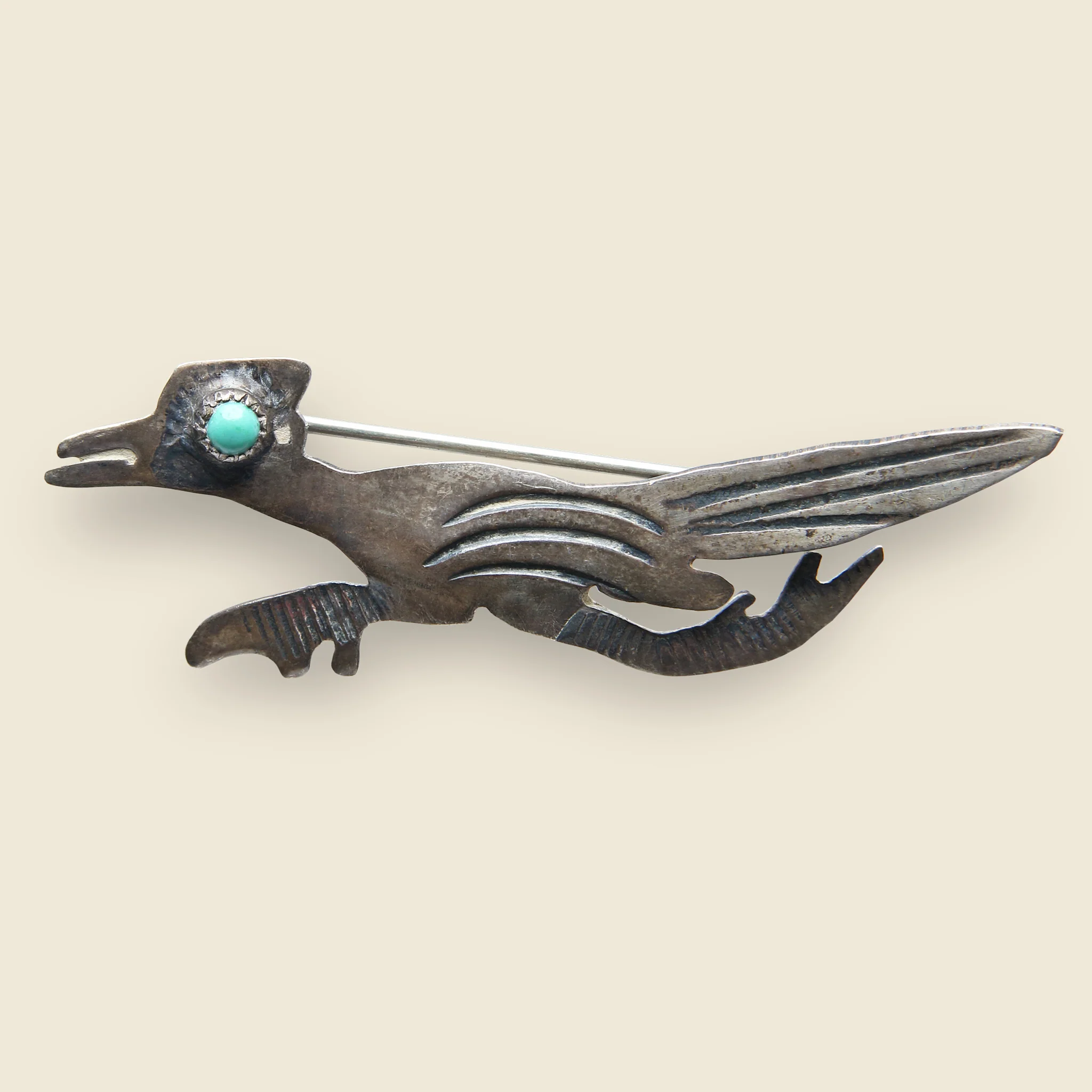 Silver & Turquoise Roadrunner Pin #2