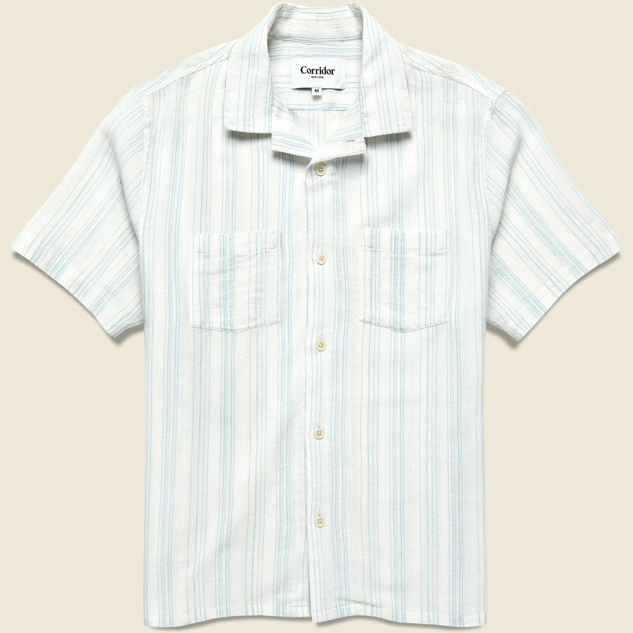 Skip Stripe Camp Shirt - Natural