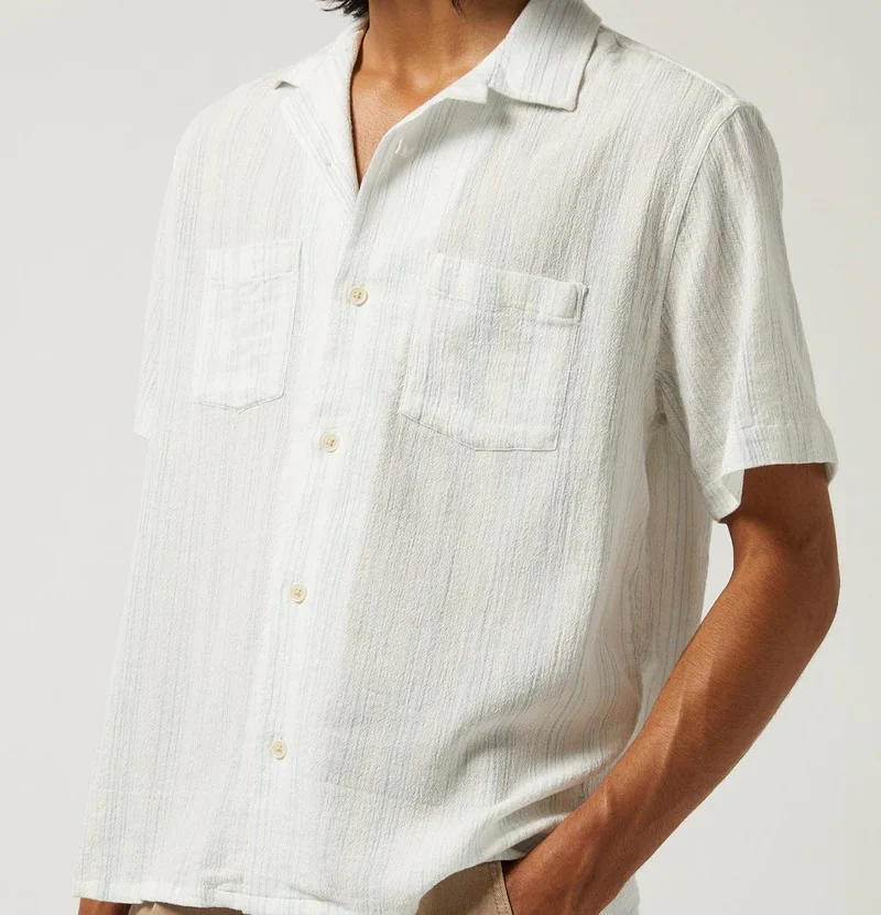 Skip Stripe Camp Shirt - Natural - Image 2