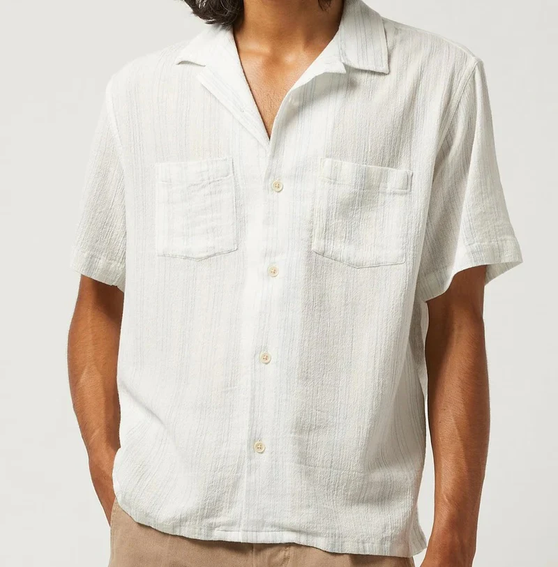 Skip Stripe Camp Shirt - Natural - Image 3