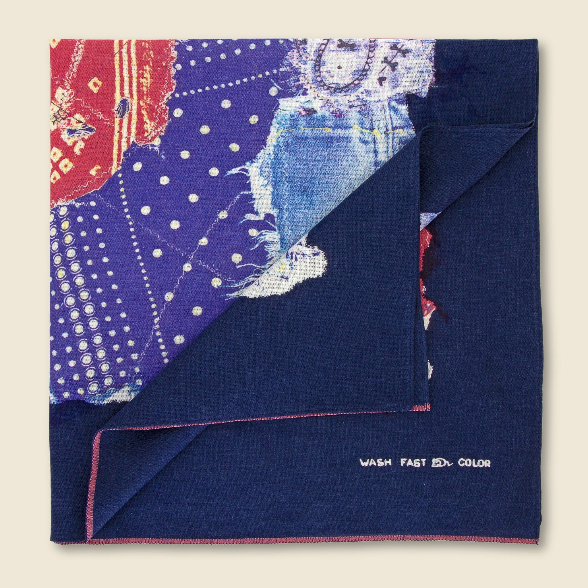 Smile Bandana Patchwork Selvedge Bandana - Navy - Image 2