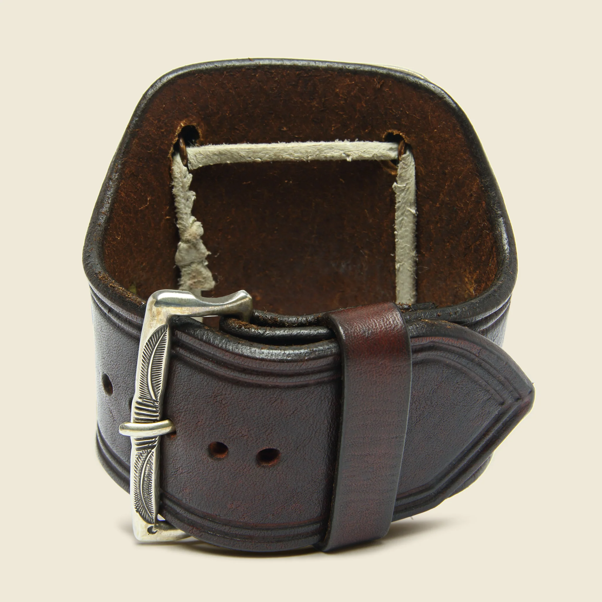 Rope Frame & Leaf Stamped Ketoh - Leather/Sterling/Turquoise - Image 3