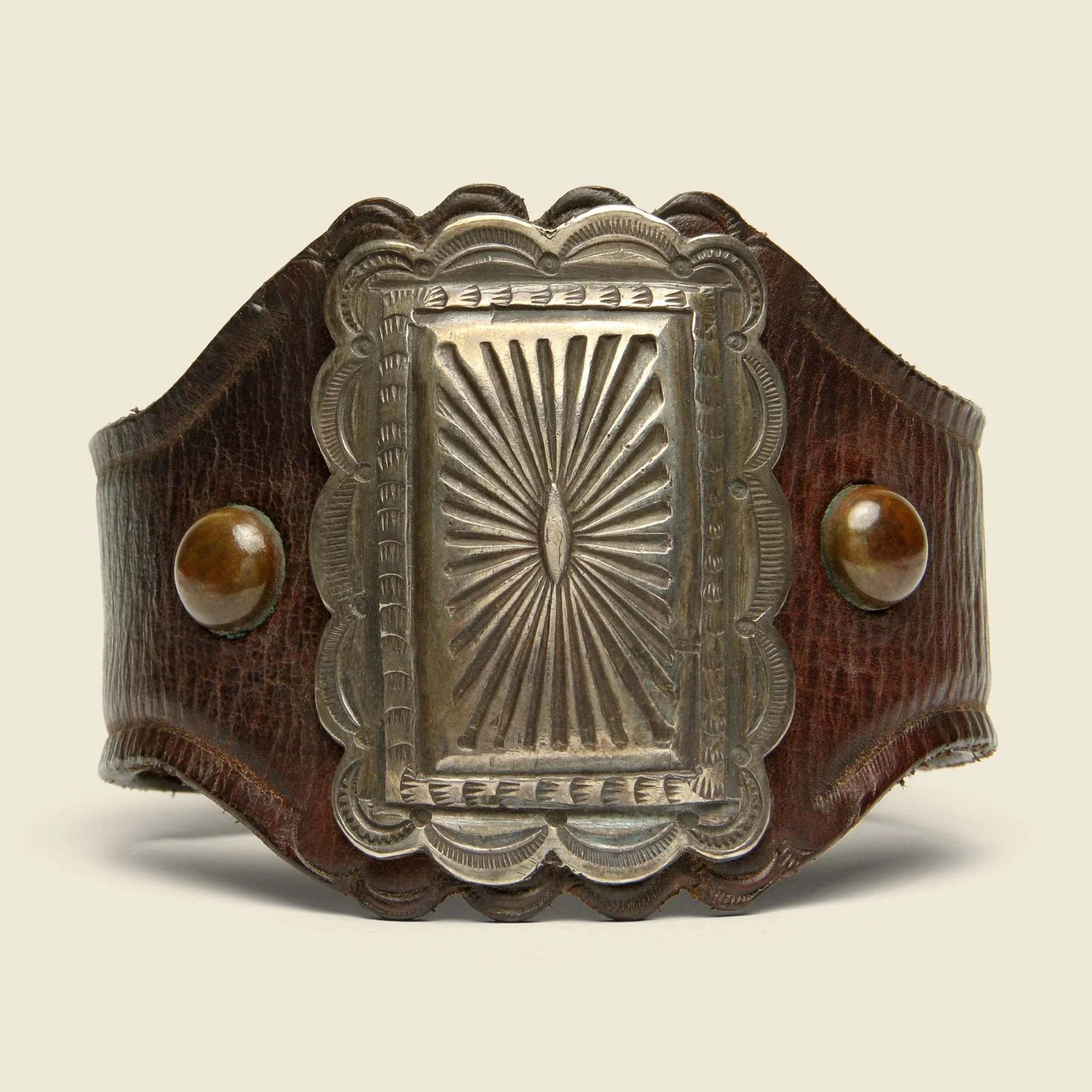 Small Sunburst Scalloped Ketoh - Sterling/Leather - Image 2