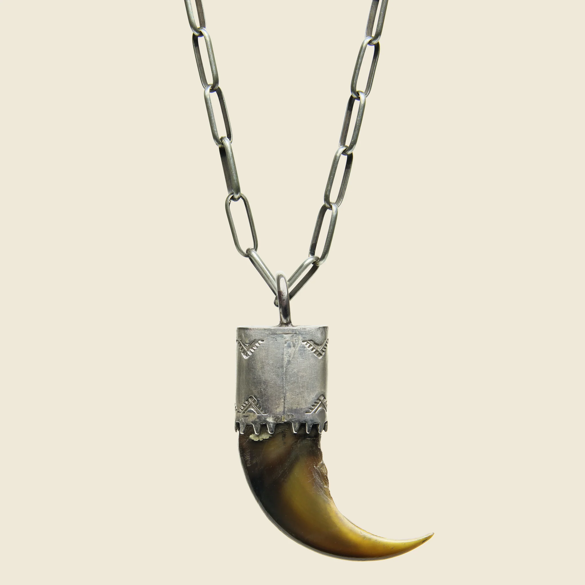 Capped Bear Claw Pendant Necklace - Sterling - Image 2