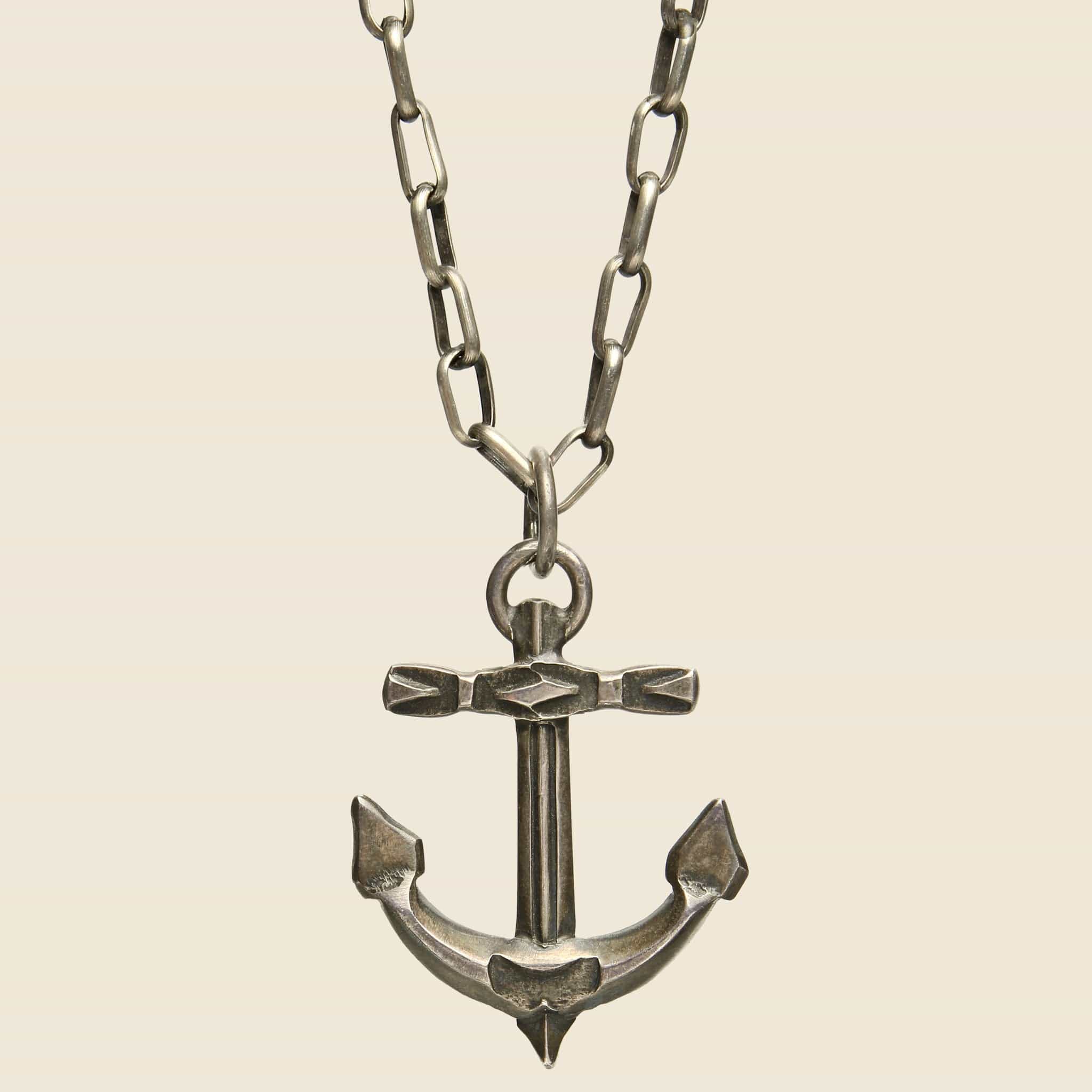 Stamped Anchor Pendant - Sterling Silver