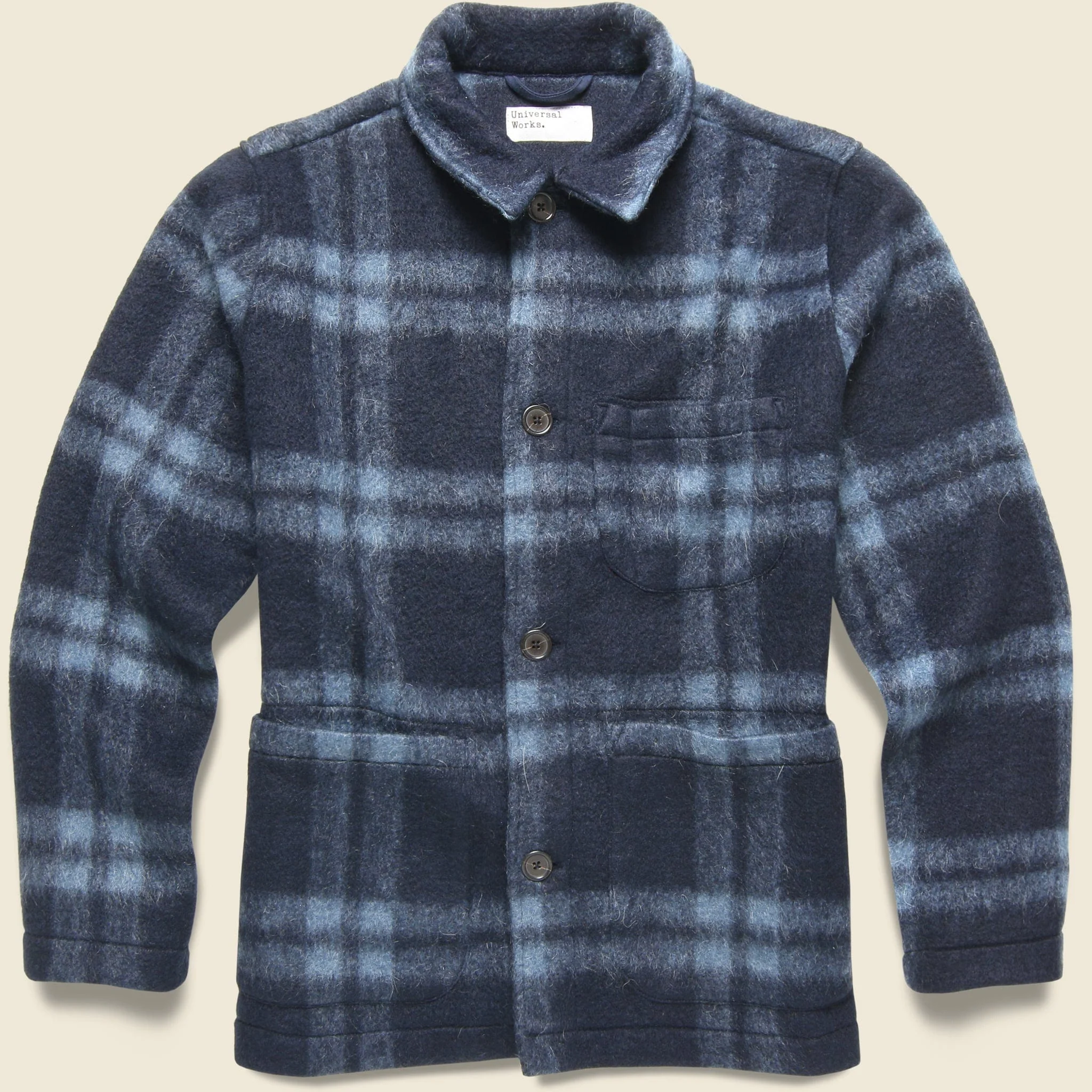 Soft Wool Field Jacket - Navy Plaid