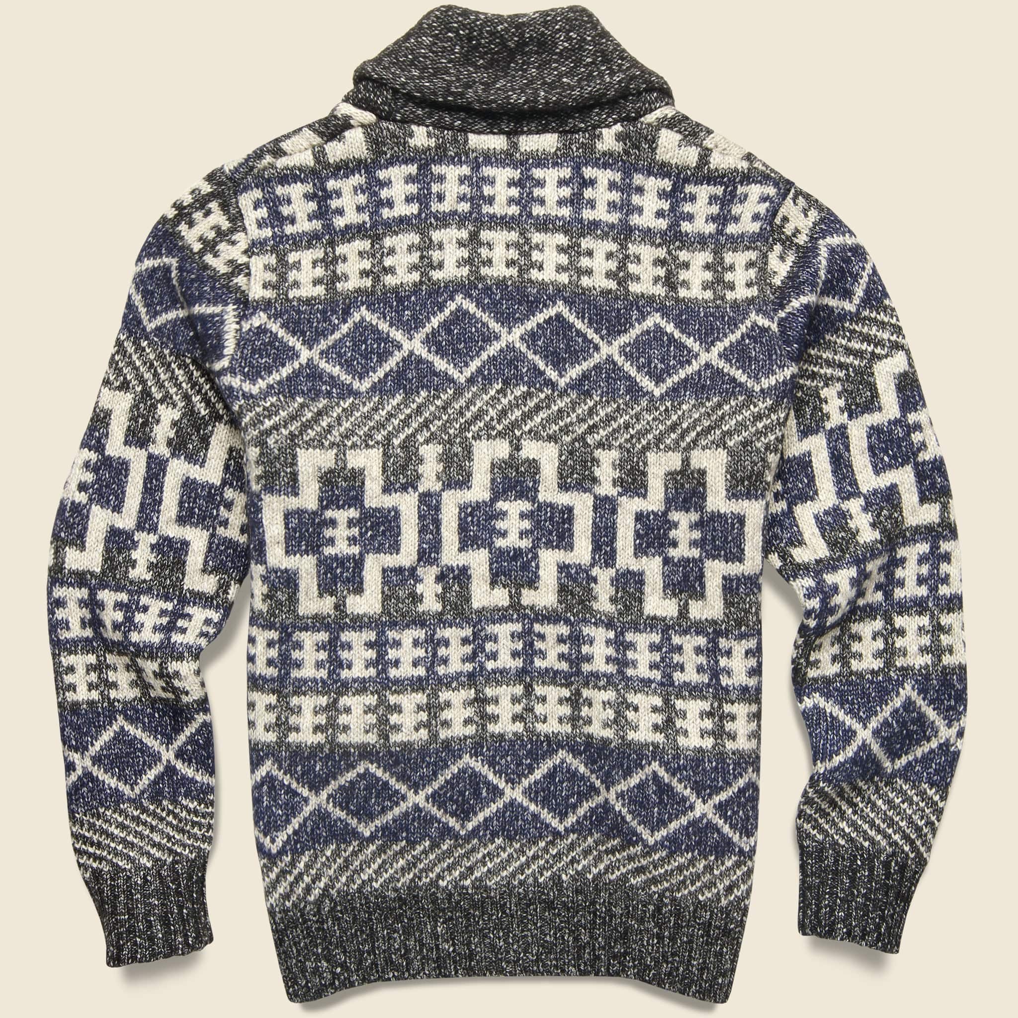 Southwestern Shawl Cardigan - Black/Blue/White - Image 2