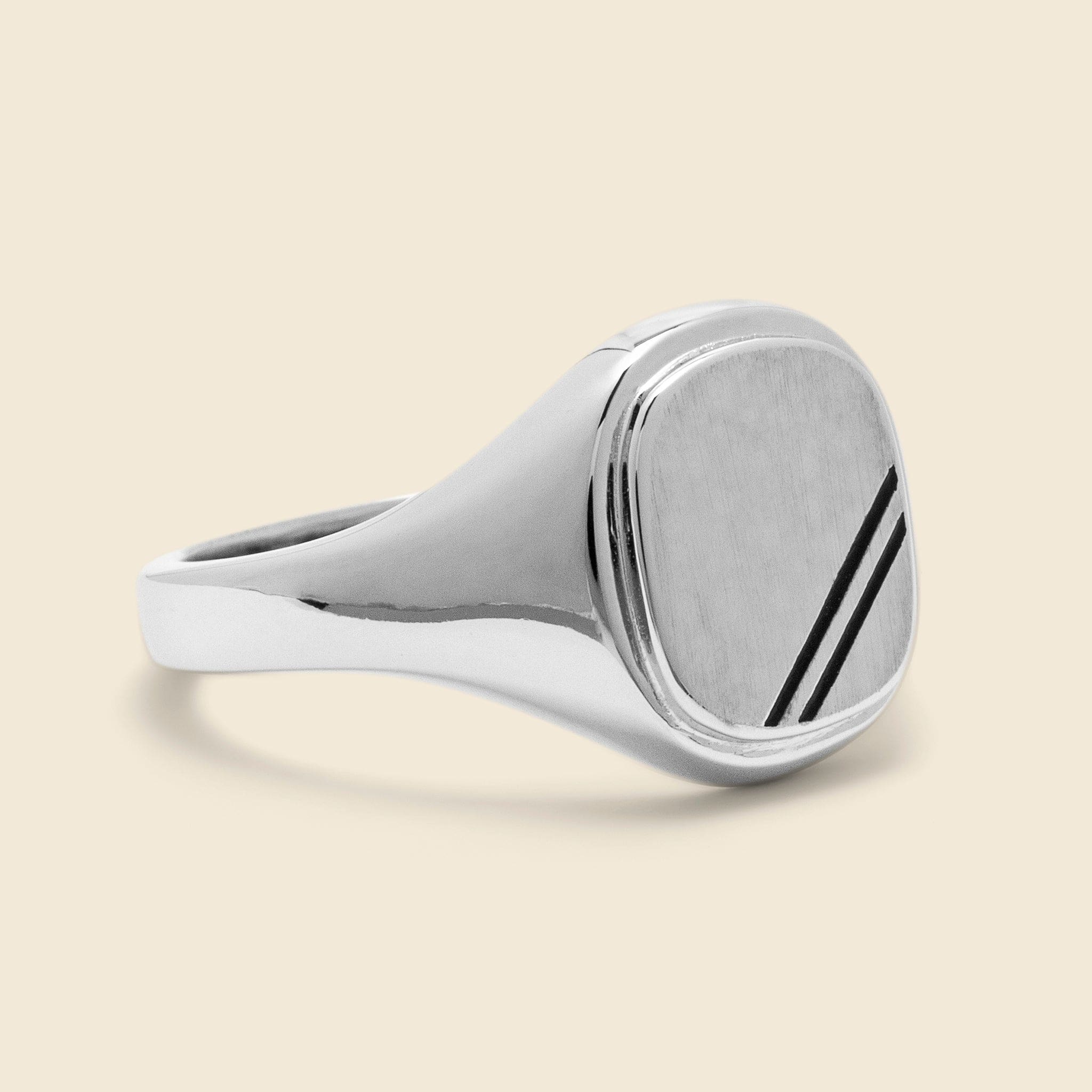 Square Step Ring - Black Enamel/Sterling Silver