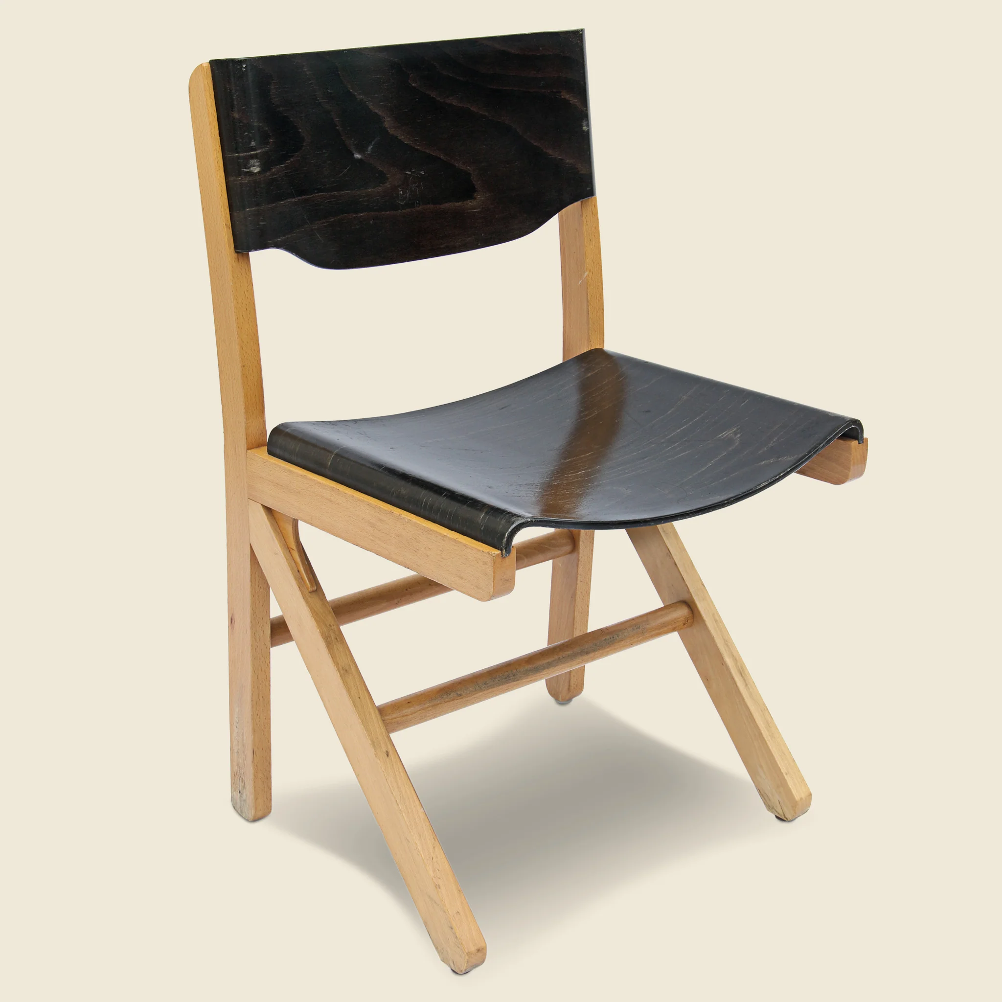 English Industrial Plywood Chair - Black