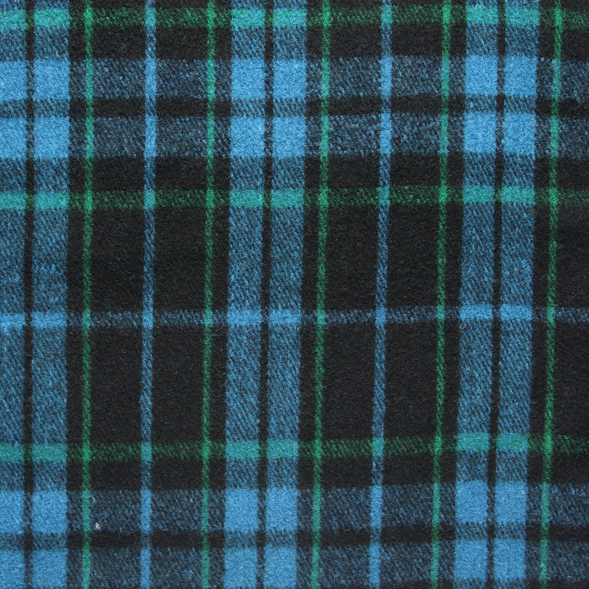 Vintage Indian Wool Plaid Blanket - Black/Green/Blue - Image 3