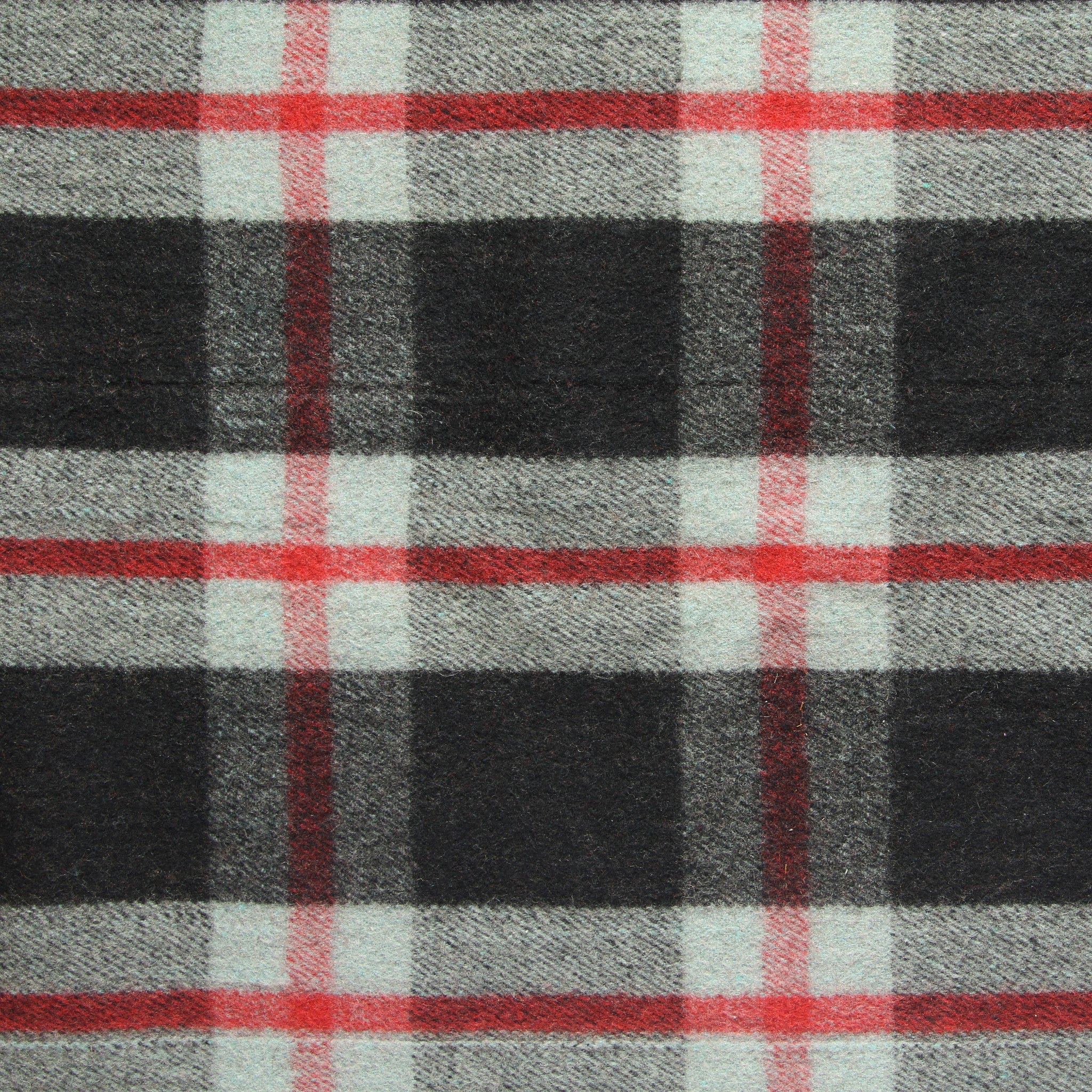 Vintage Indian Wool Plaid Blanket - Black/Red - Image 3