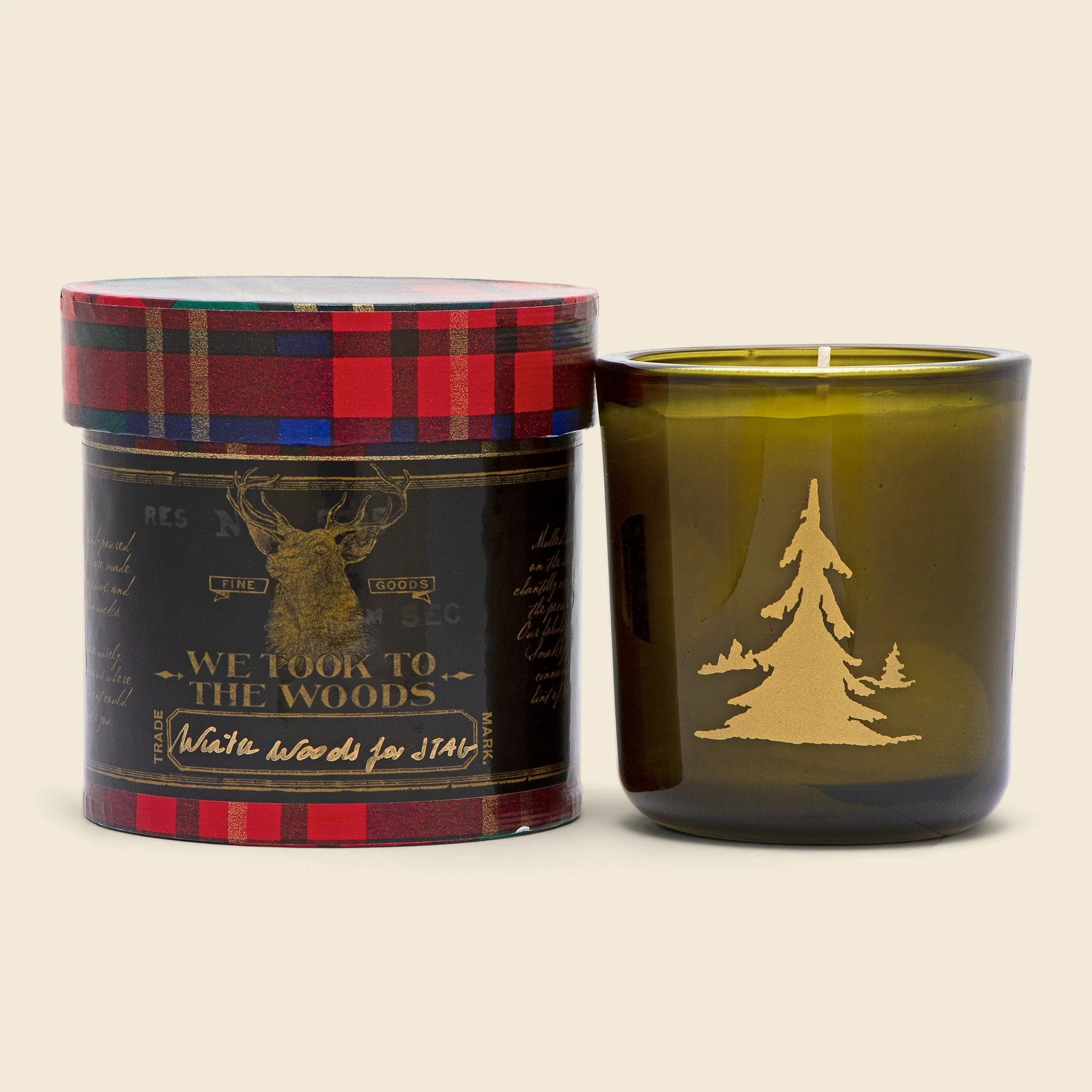 STAG Winter Woods Candle - Matte Tartan/Green Glass
