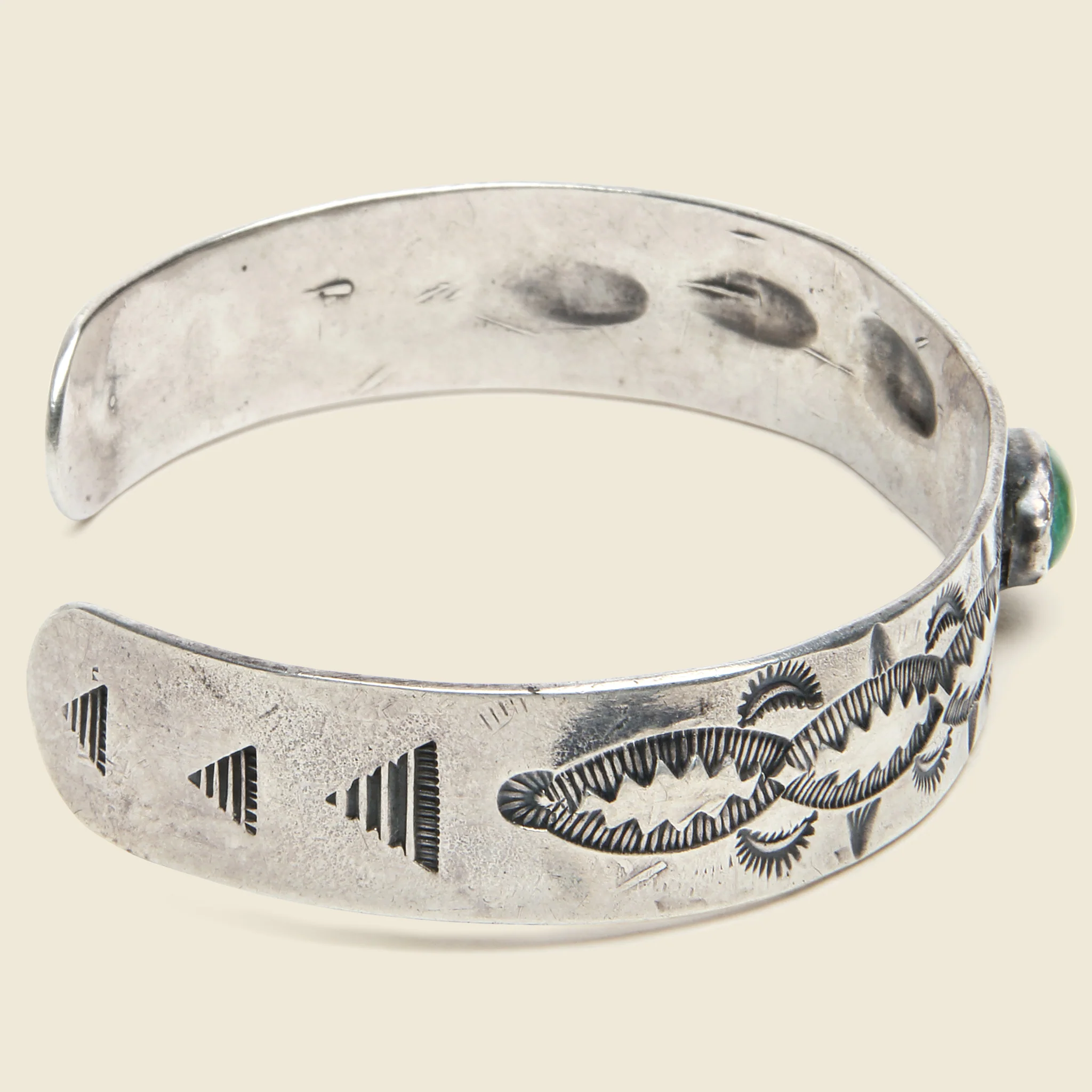 Stamped Silver & Turquoise Cuff #3 - Image 2