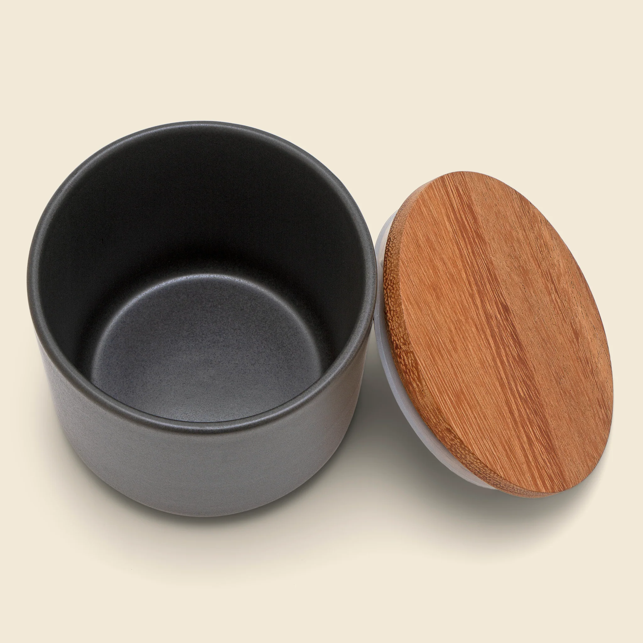 Medium Stoneware & Acacia Canister - Image 2