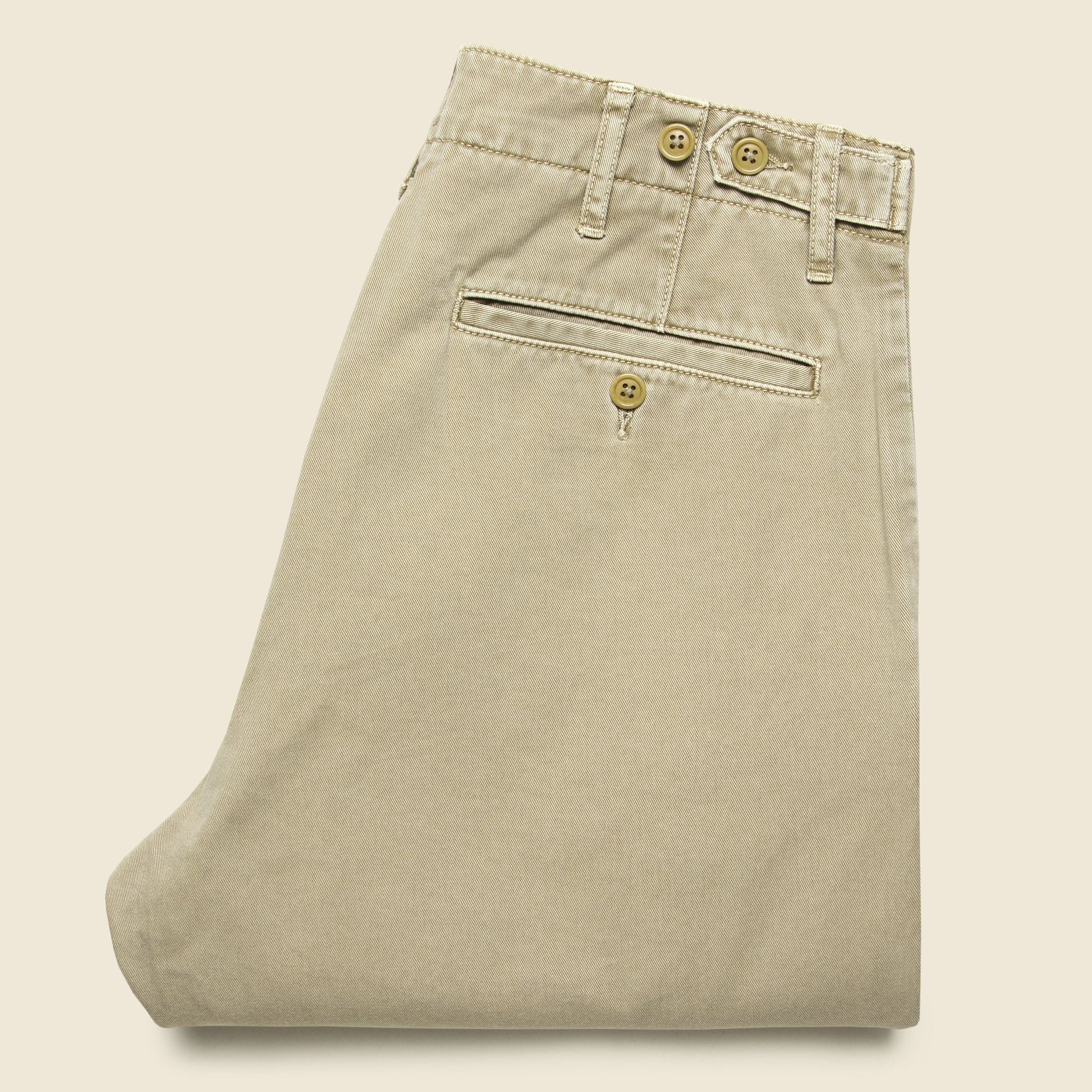 Straight Leg Vintage Wash Chino - Faded Khaki - Image 3