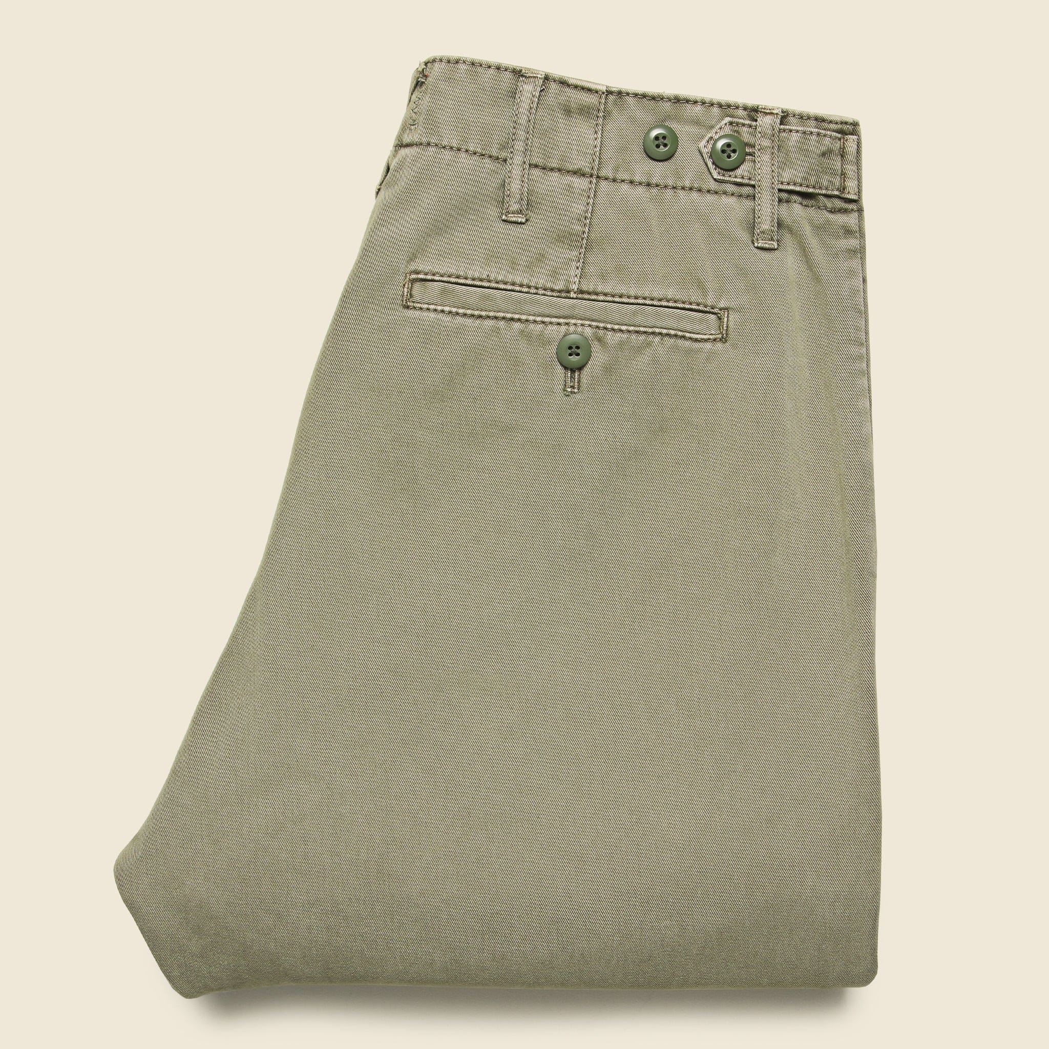 Straight Leg Vintage Wash Chino - Vintage Olive - Image 3