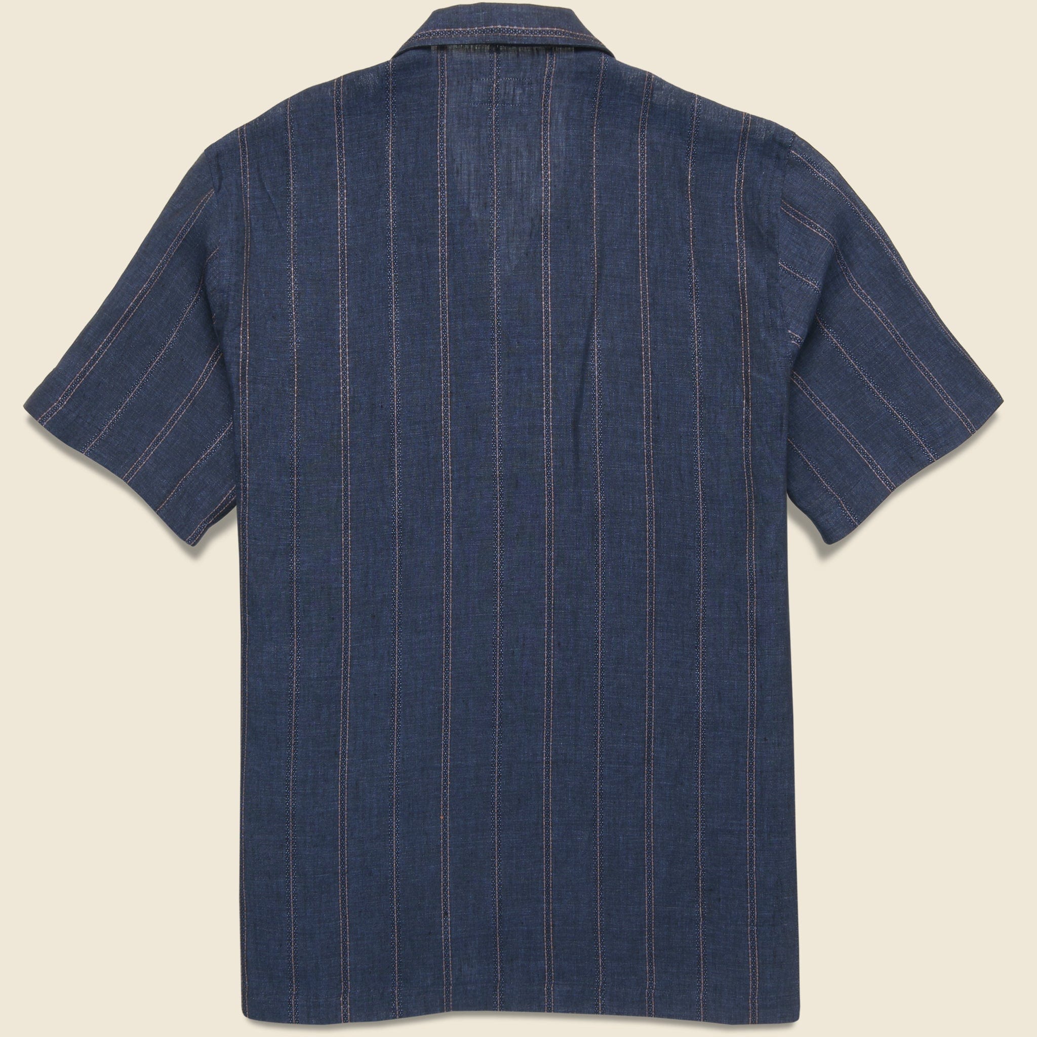 Stripe Linen Road Shirt - Indigo - Image 2