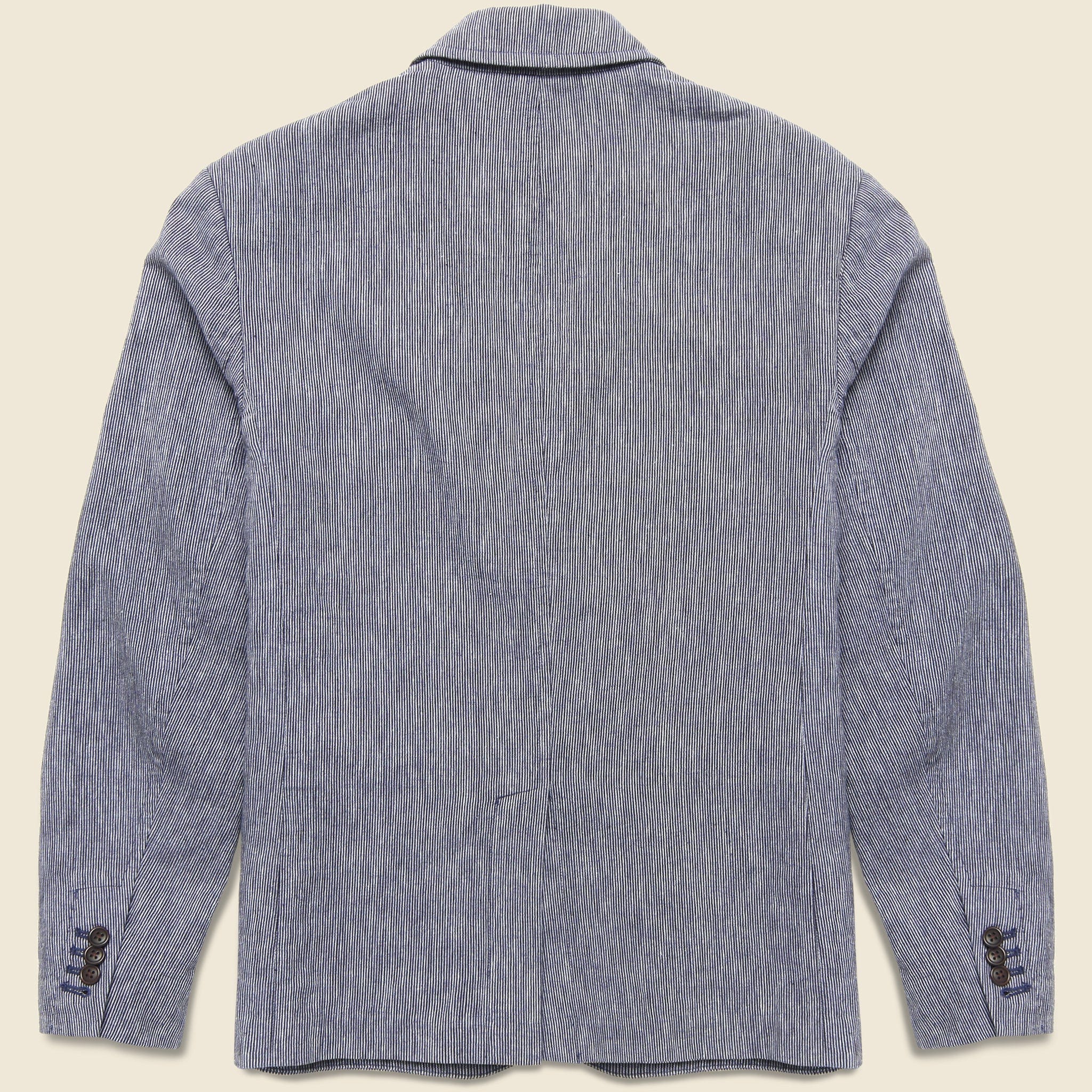 Striped Cotton Linen Mercer Blazer - Navy/Blue/Ivory - Image 2