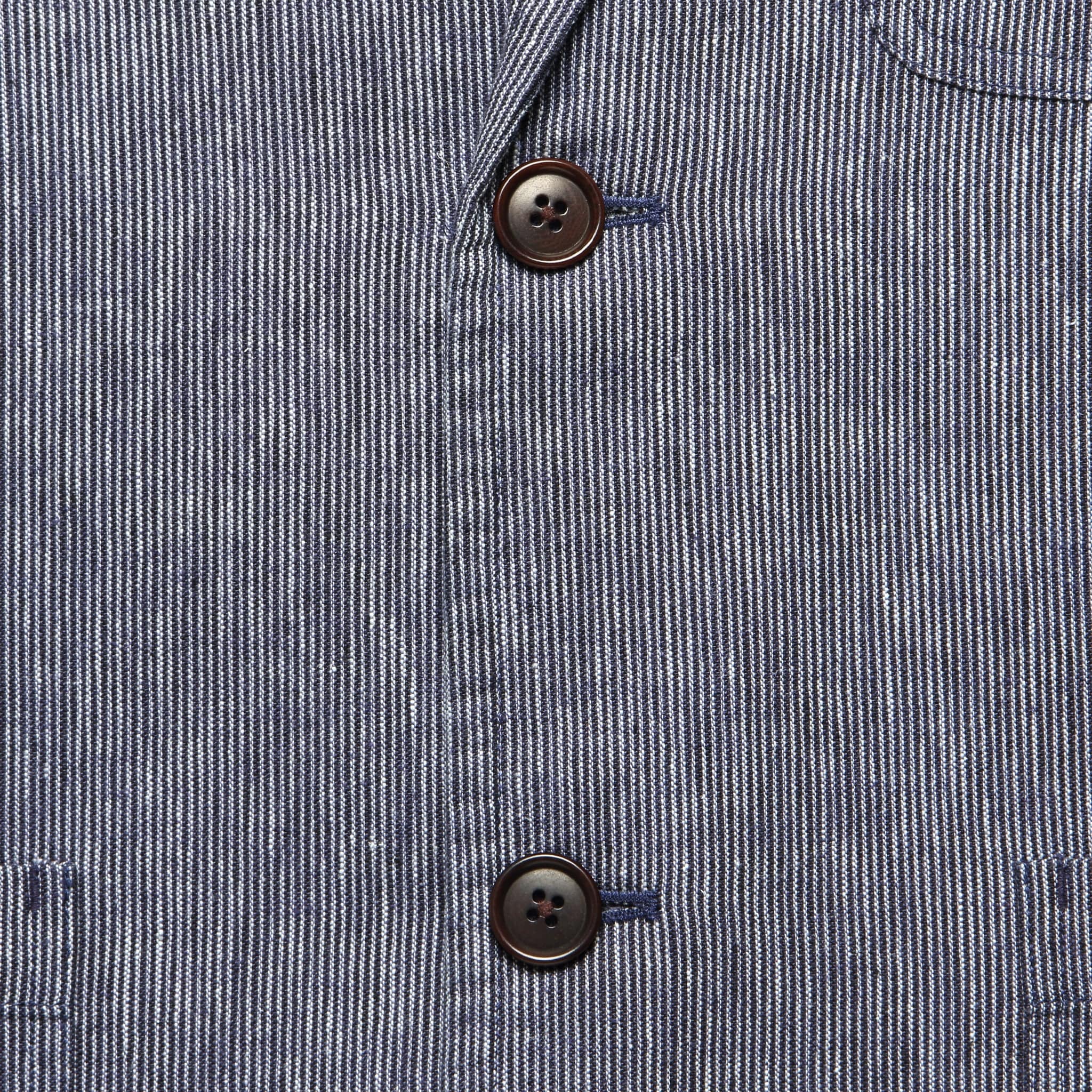 Striped Cotton Linen Mercer Blazer - Navy/Blue/Ivory - Image 3