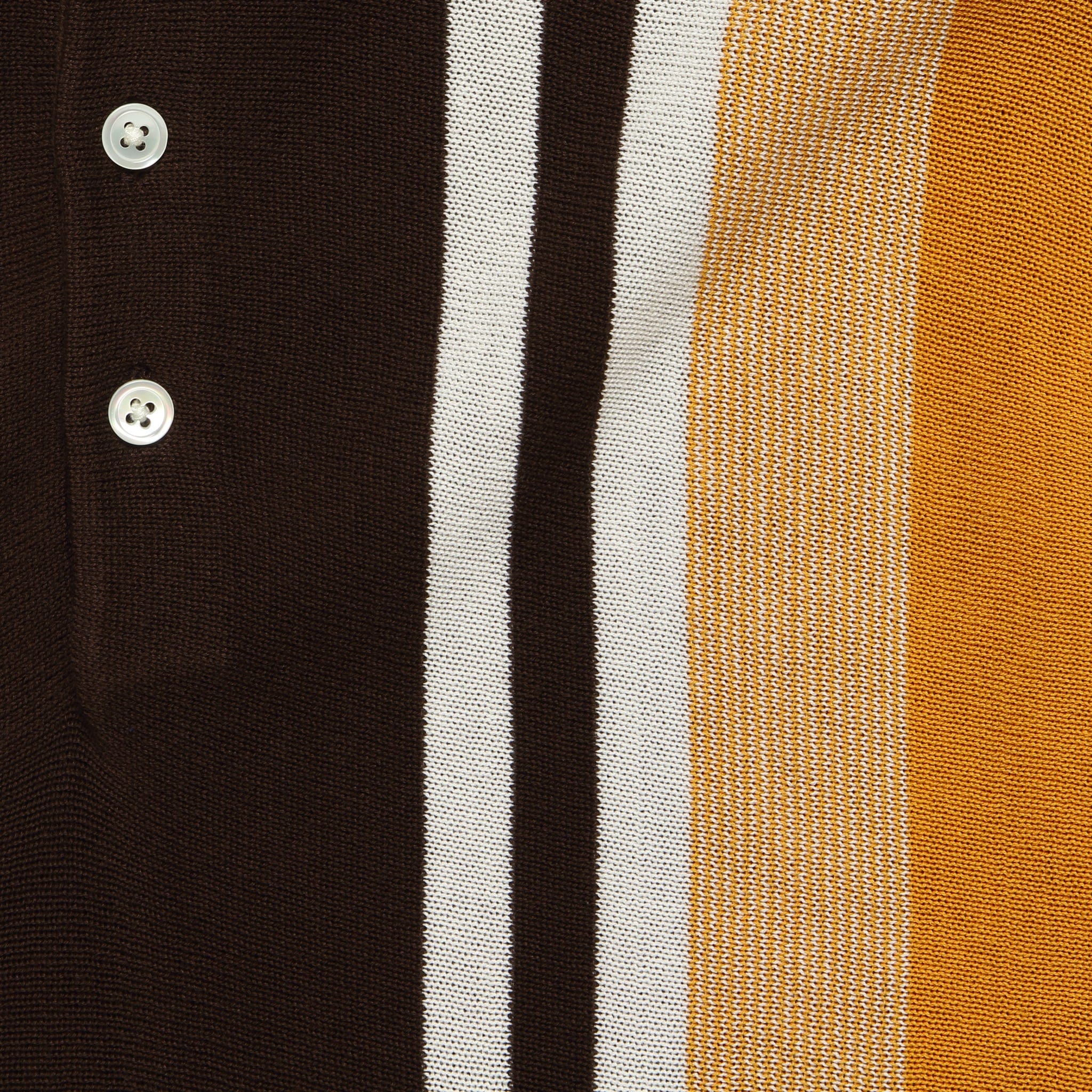 Striped Knit Polo - Brown/Gold/White - Image 3