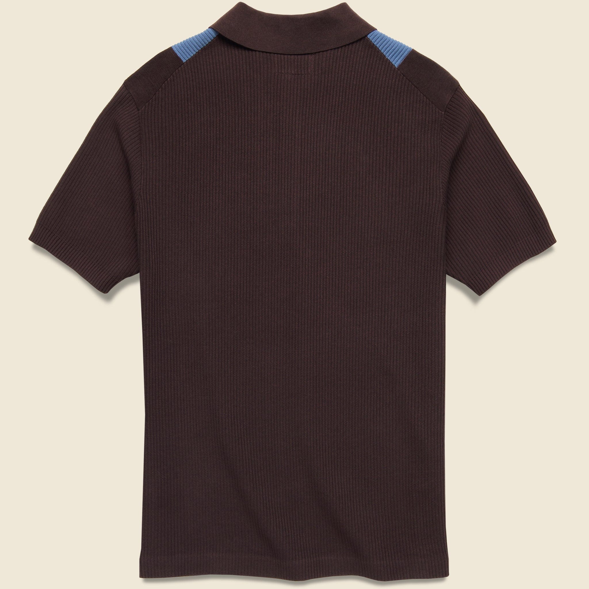 Striped Knit Polo - Brown/Sax/Ecru - Image 2