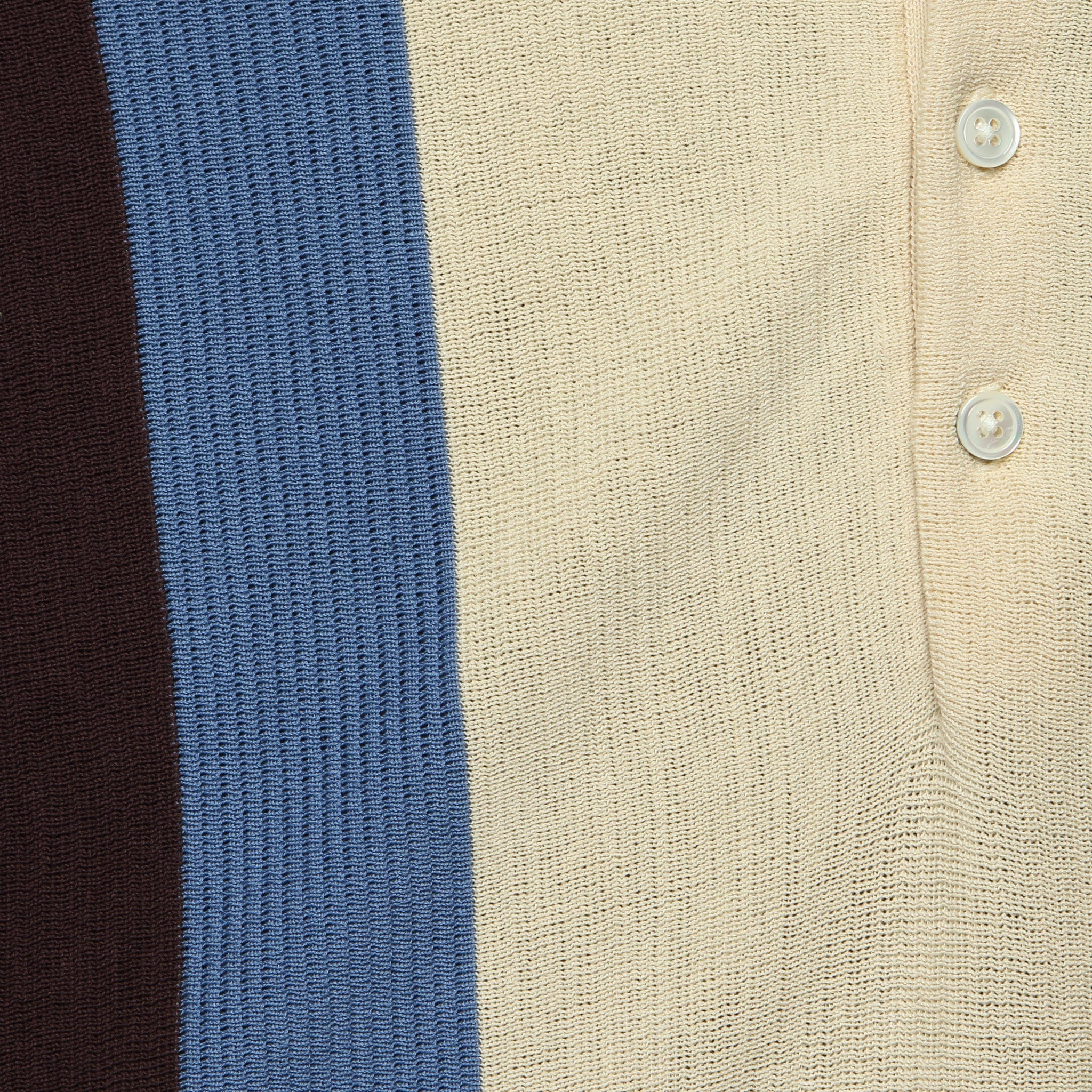 Striped Knit Polo - Brown/Sax/Ecru - Image 3