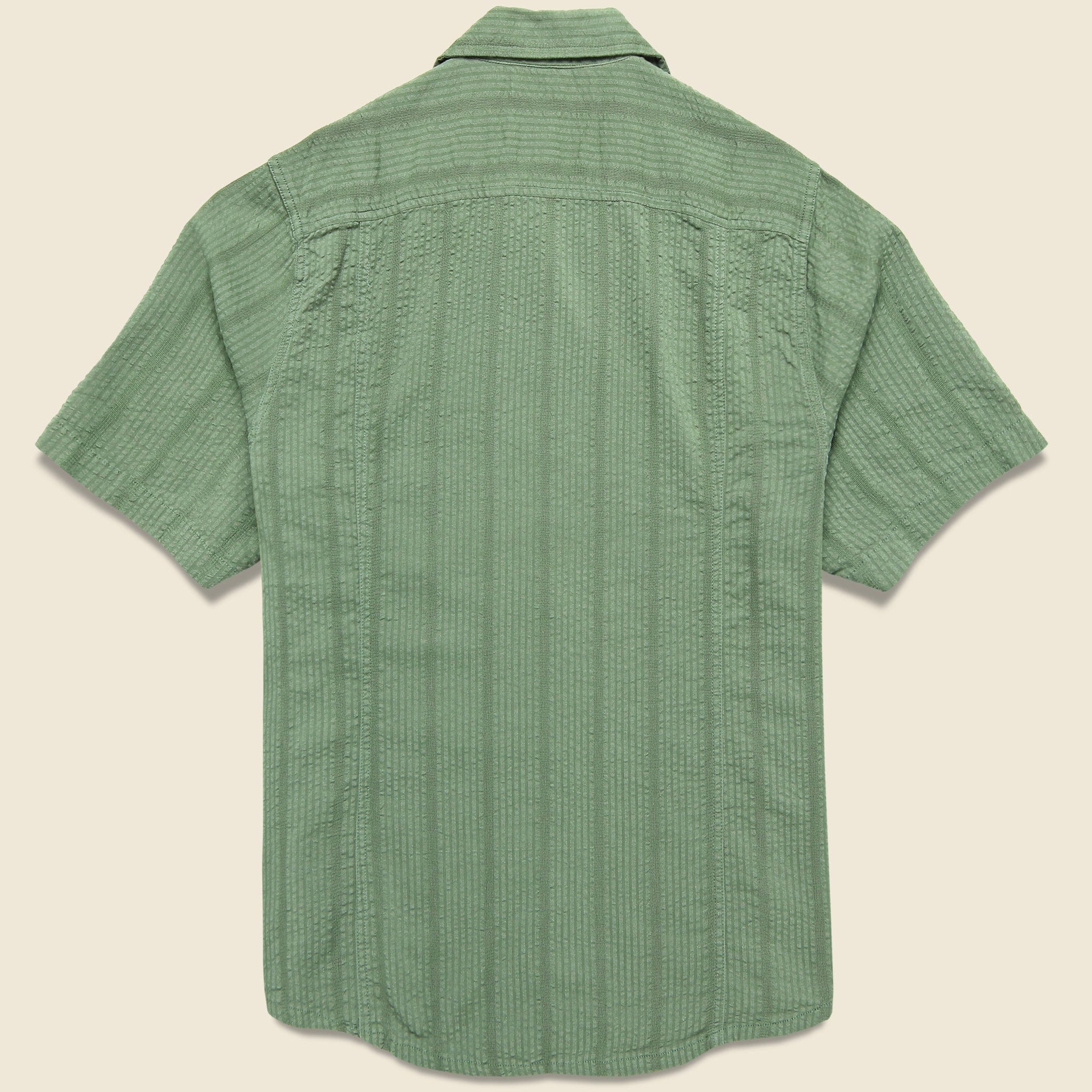 Striped Seersucker Shirt - Green - Image 3