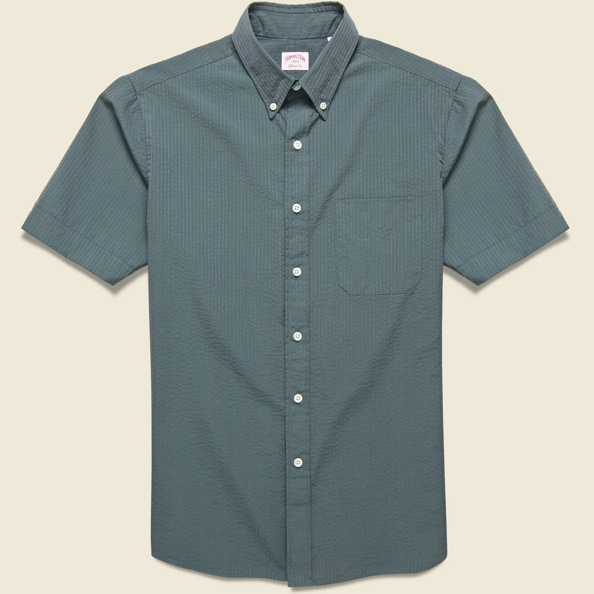 Striped Seersucker Shirt - Green/Grey