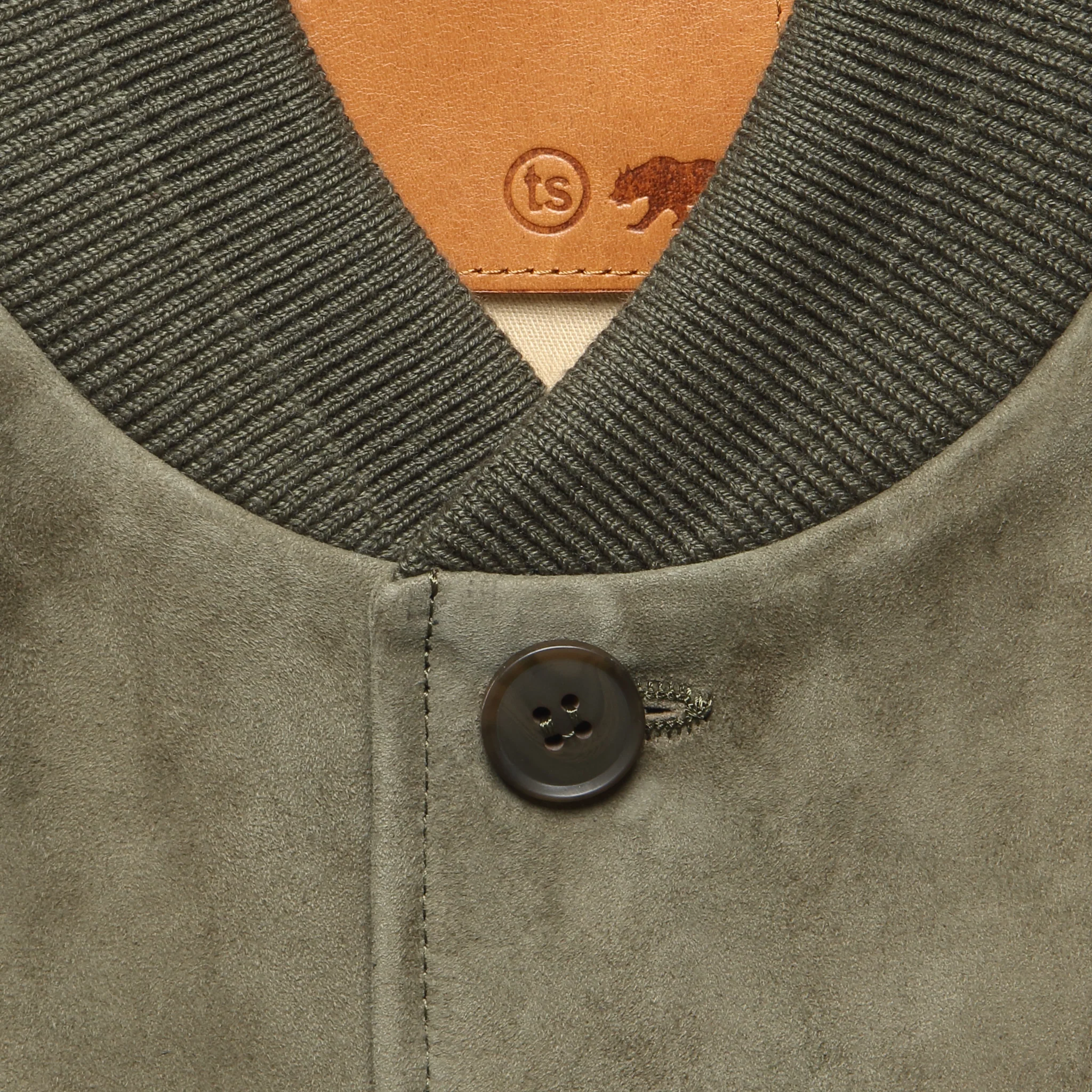 Suede Bomber Jacket - Army - Image 3