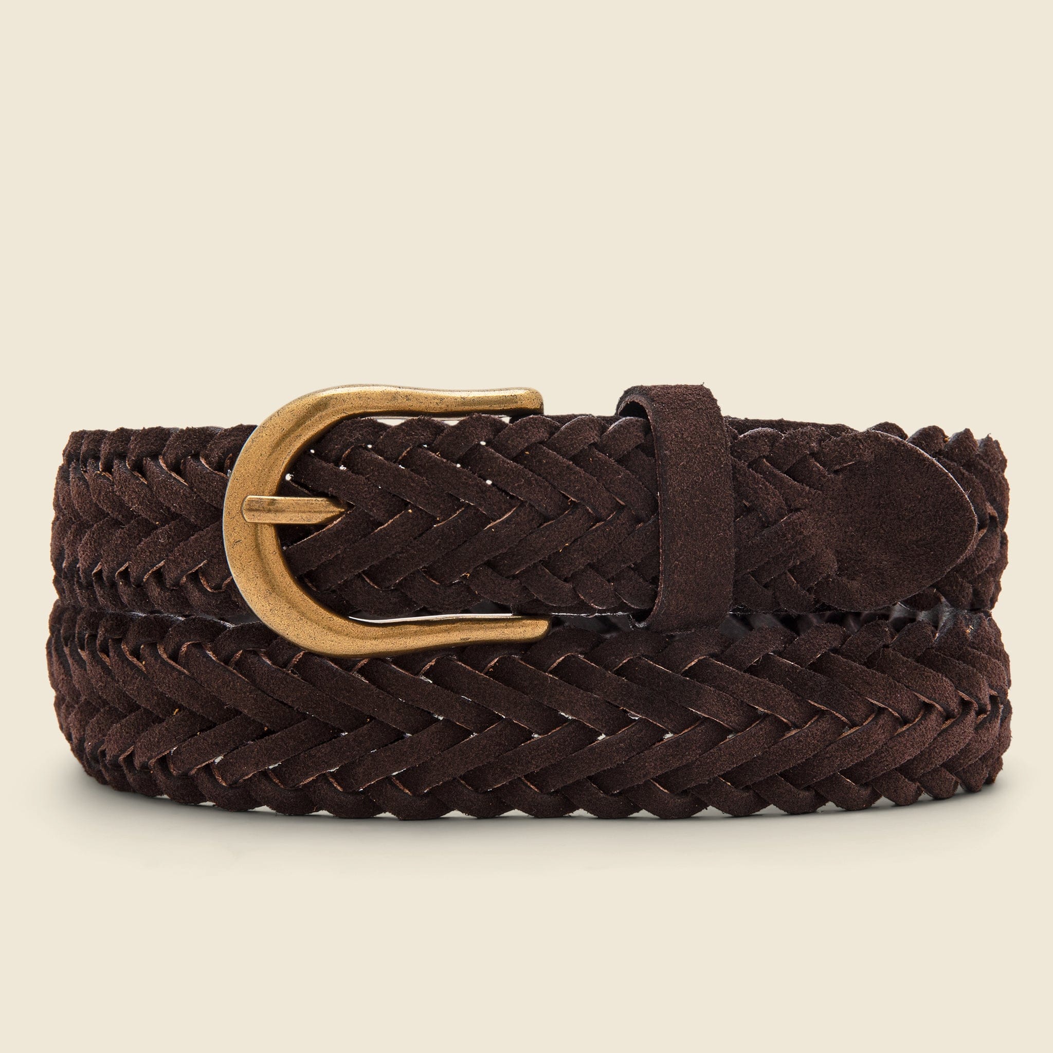 Suede Mesh Belt - Dark Brown