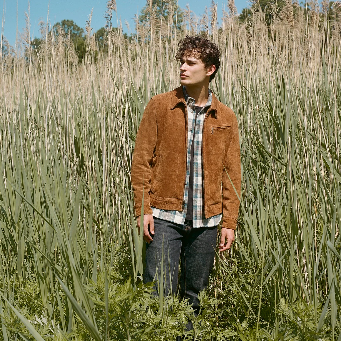 Suede Unlined Trucker Jacket - Saddle - Image 2