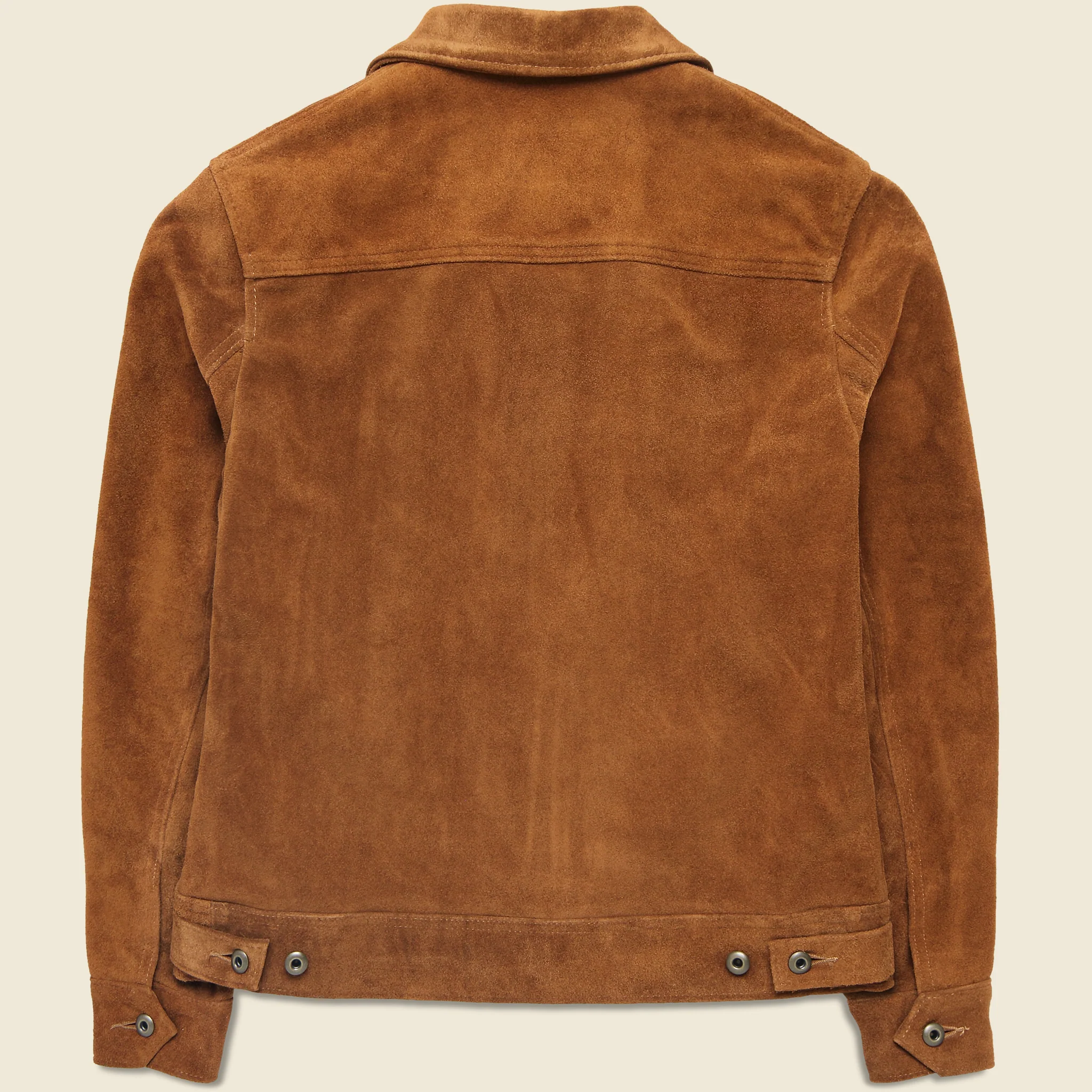 Suede Unlined Trucker Jacket - Saddle - Image 4