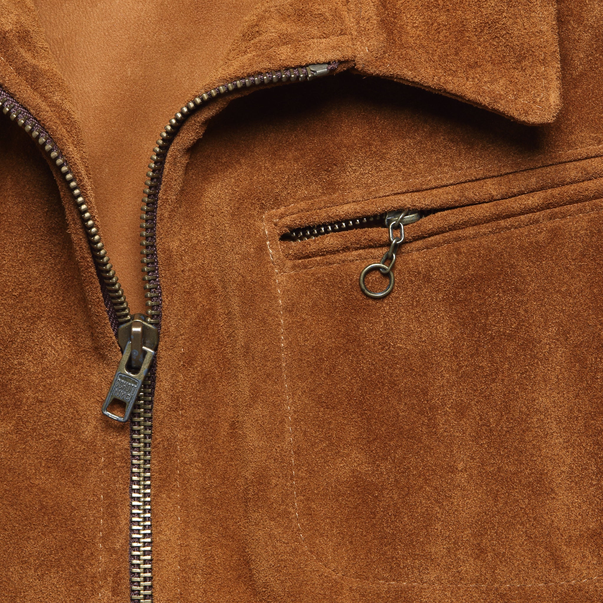 Suede Unlined Trucker Jacket - Saddle - Image 5